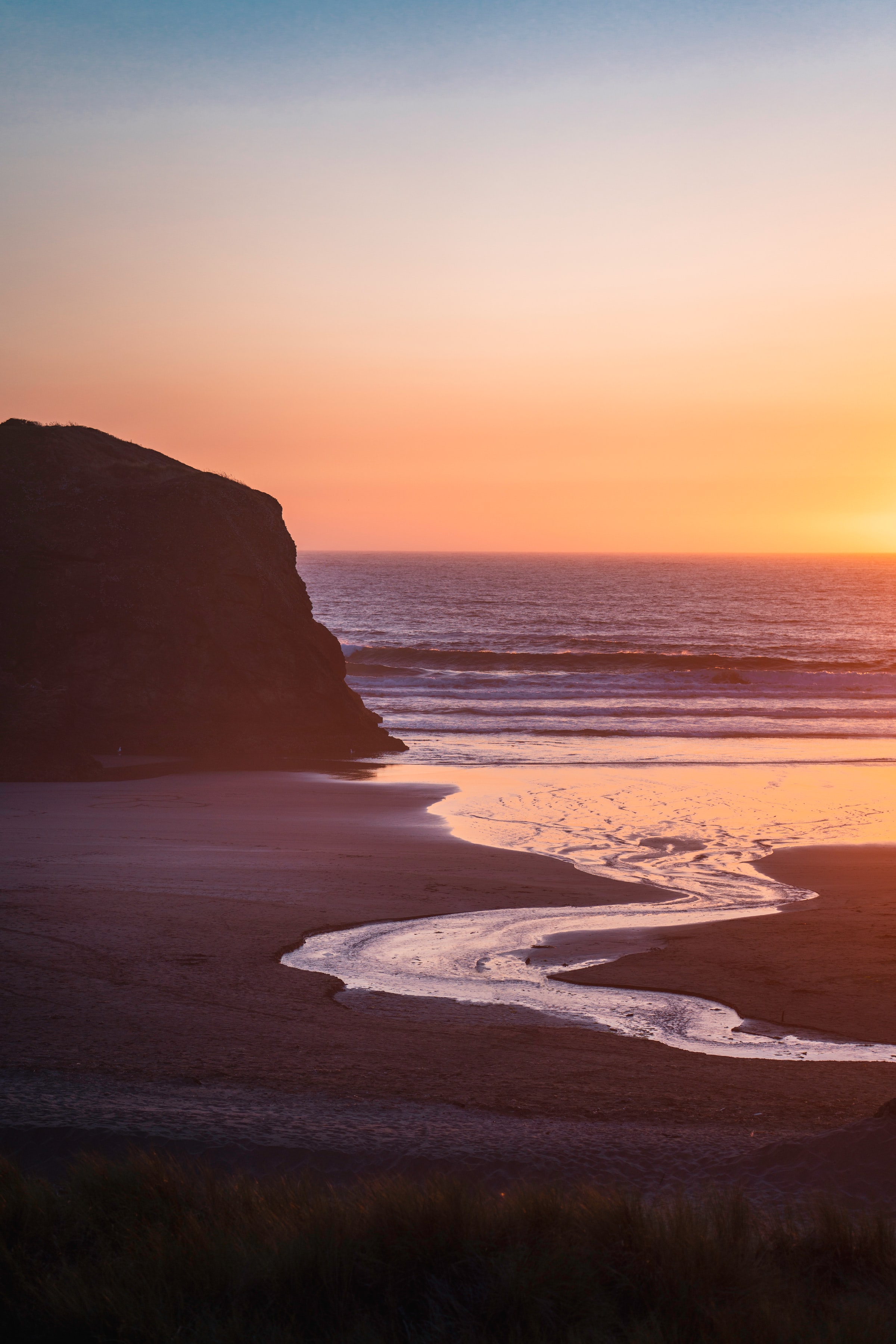 coast, nature, sunset, sand, rocks