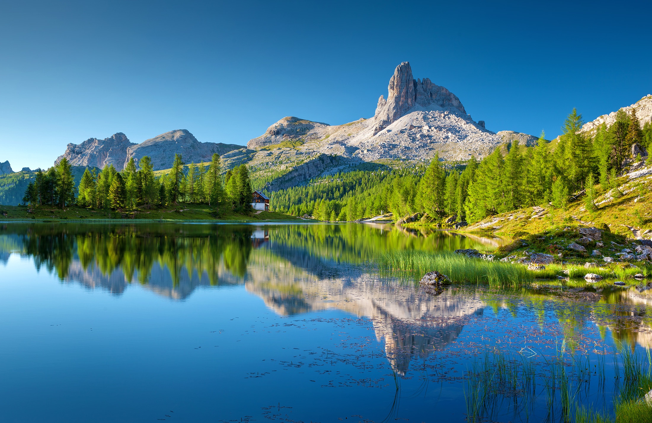 PCデスクトップに風景, 自然, 木, 湖, イタリア, 山, 反射, 写真撮影画像を無料でダウンロード