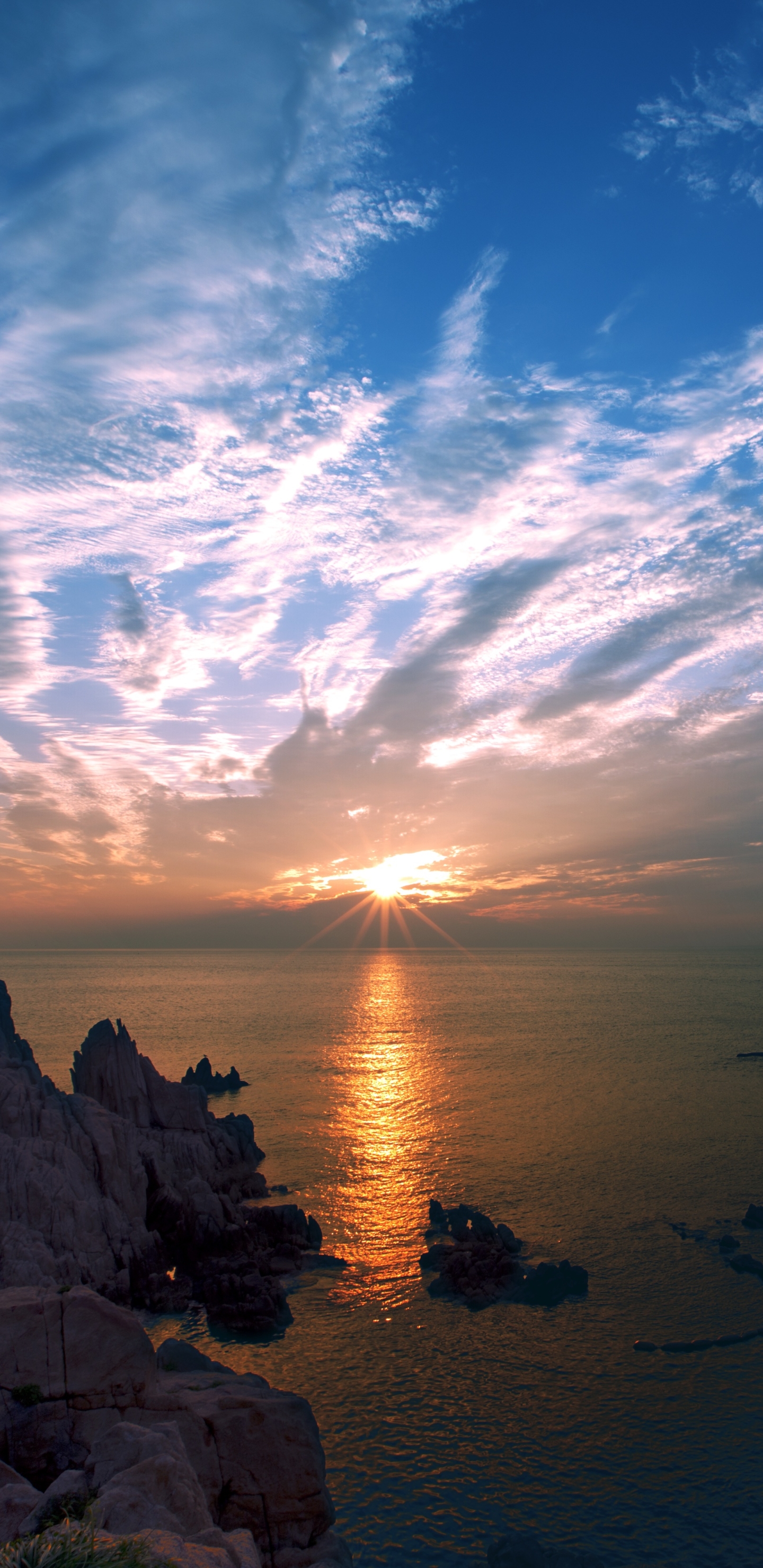 Download mobile wallpaper Sunset, Sky, Sea, Horizon, Ocean, Earth, Cloud for free.