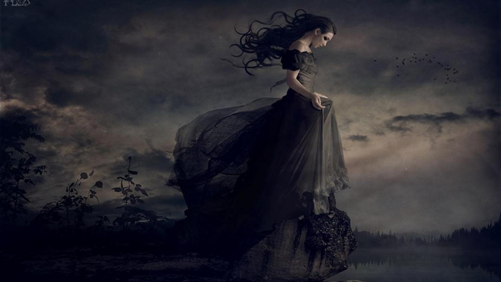 Laden Sie das Fantasie, Dunkel, Düster, Gotisch, Schwarzes Kleid-Bild kostenlos auf Ihren PC-Desktop herunter