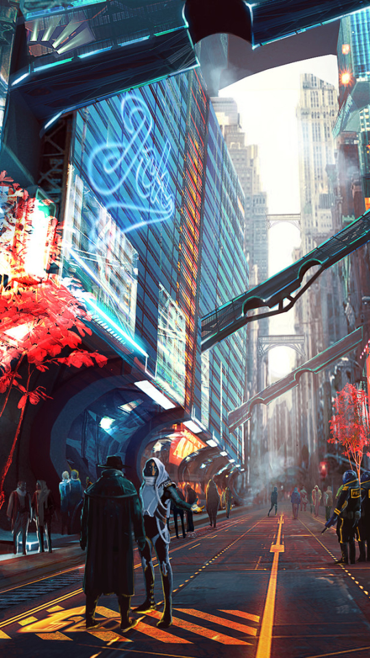 Download mobile wallpaper People, Cyberpunk, Sci Fi, Futuristic City for free.