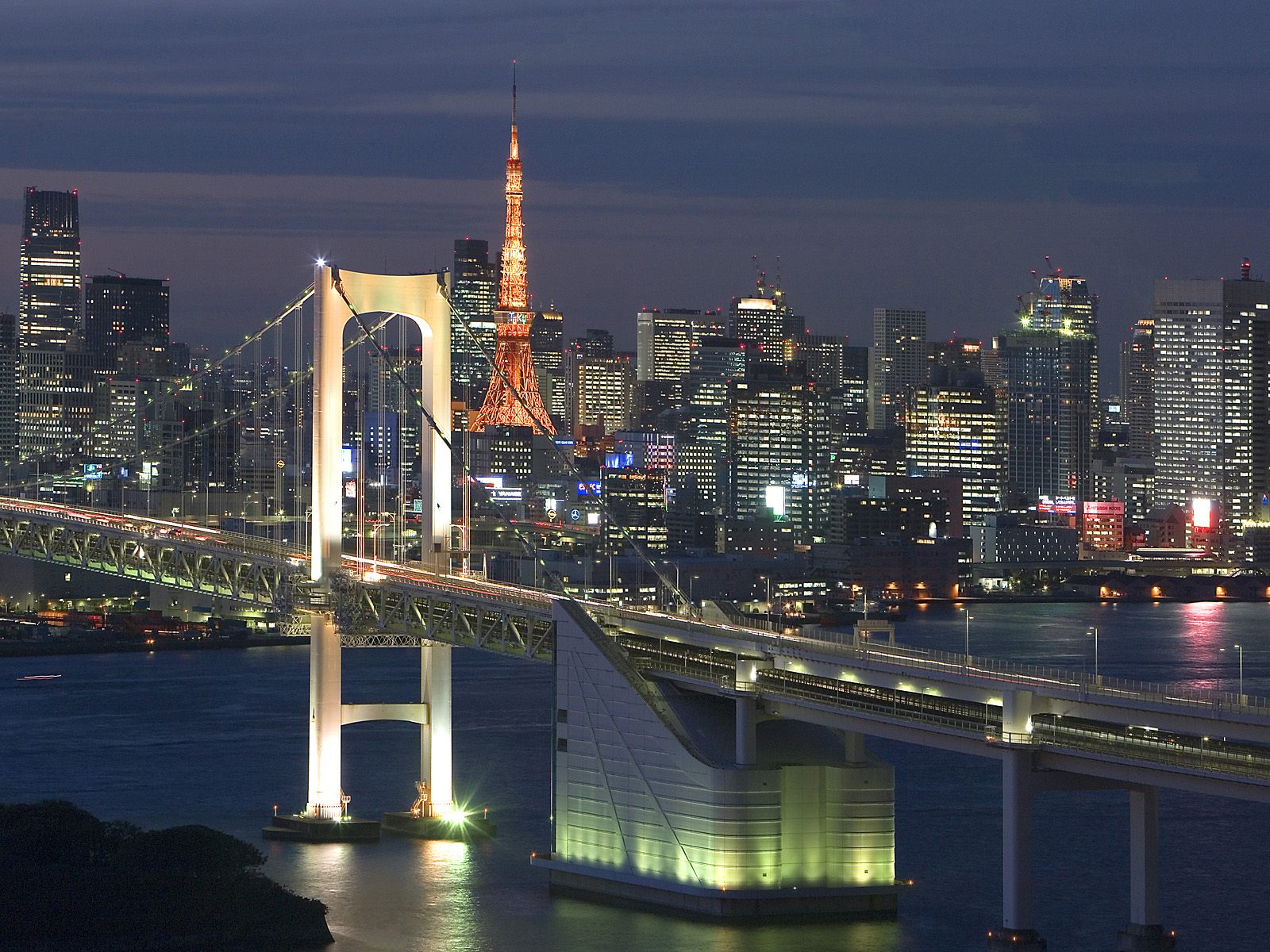 tokyo, man made, rainbow bridge, city, bridges