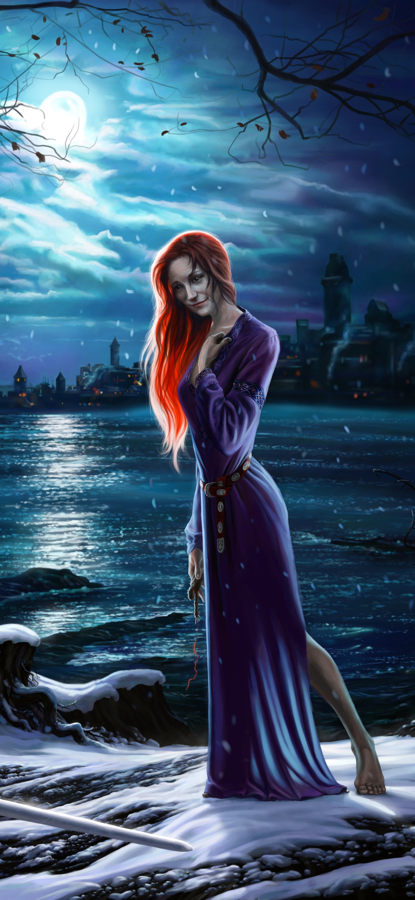 Download mobile wallpaper Redhead, Video Game, The Witcher, Purple Dress, Geralt Of Rivia, The Witcher 3: Wild Hunt for free.
