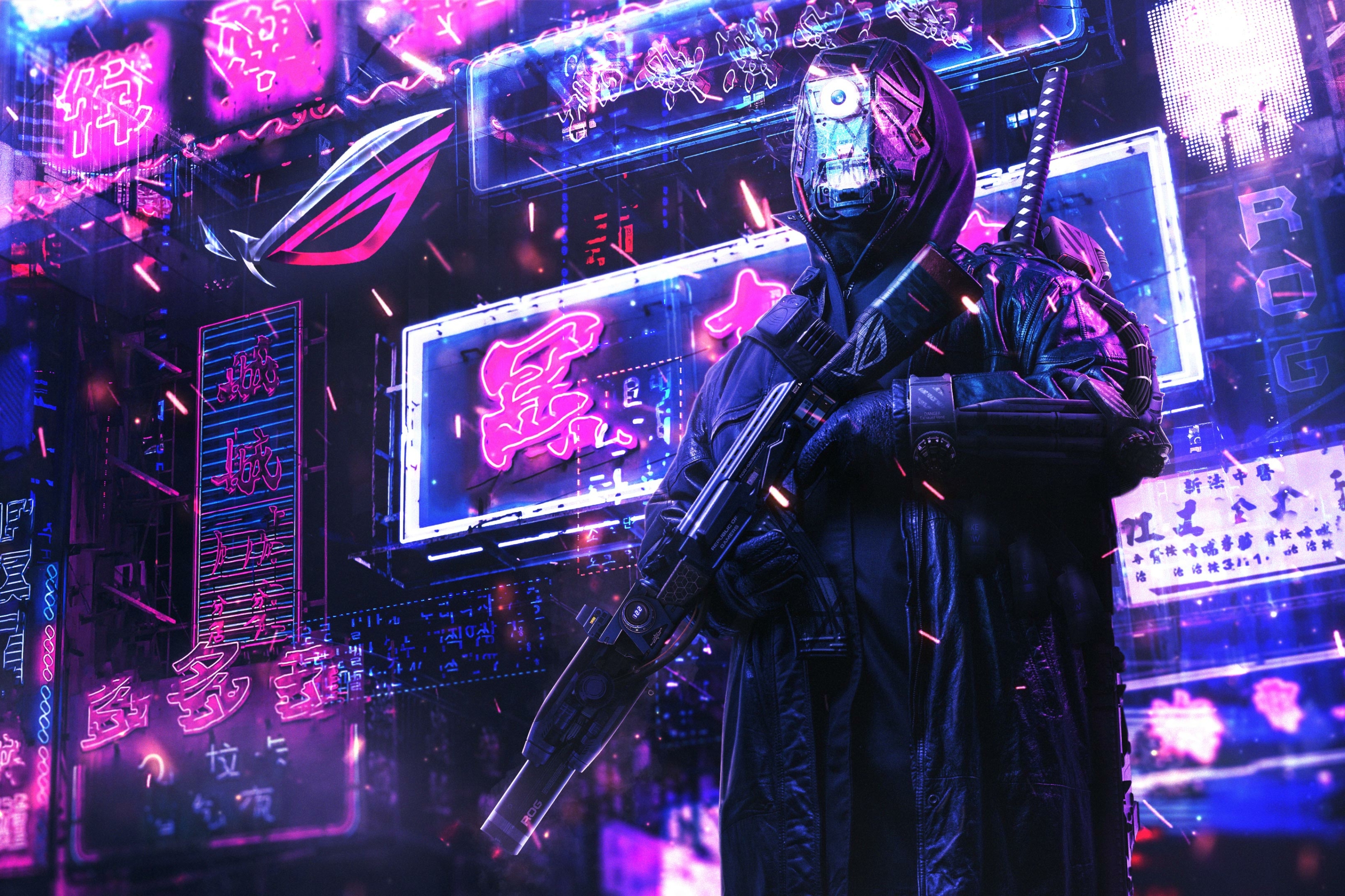 Download mobile wallpaper Cyberpunk, Technology, Asus Rog for free.