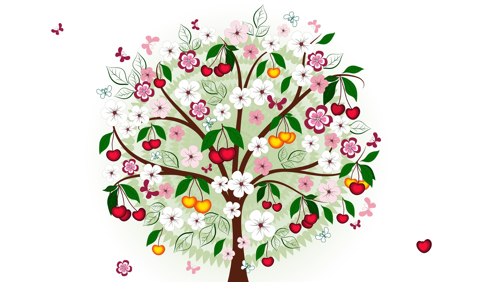 無料モバイル壁紙フルーツ, 木, チェリー, 花, 芸術的をダウンロードします。