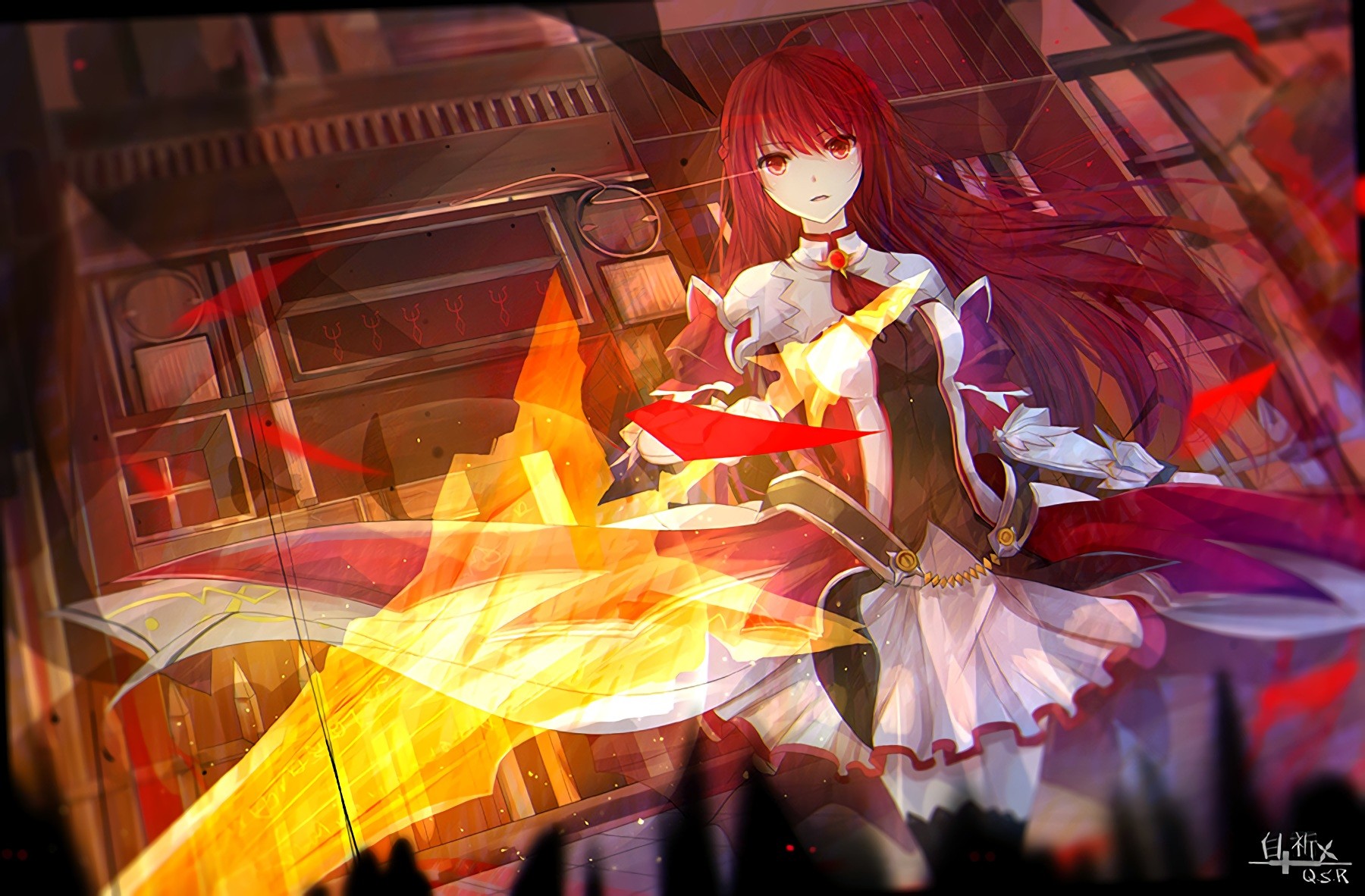 Download mobile wallpaper Redhead, Sword, Red Eyes, Video Game, Long Hair, Elsword for free.
