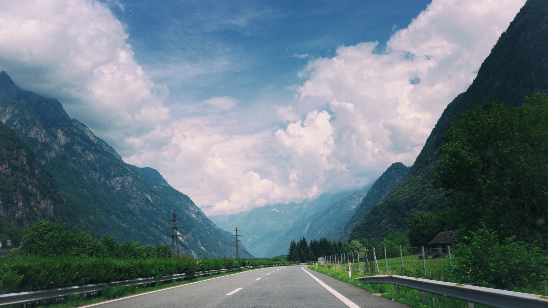 Download mobile wallpaper Mountain, Road, Tree, Cloud, Man Made for free.