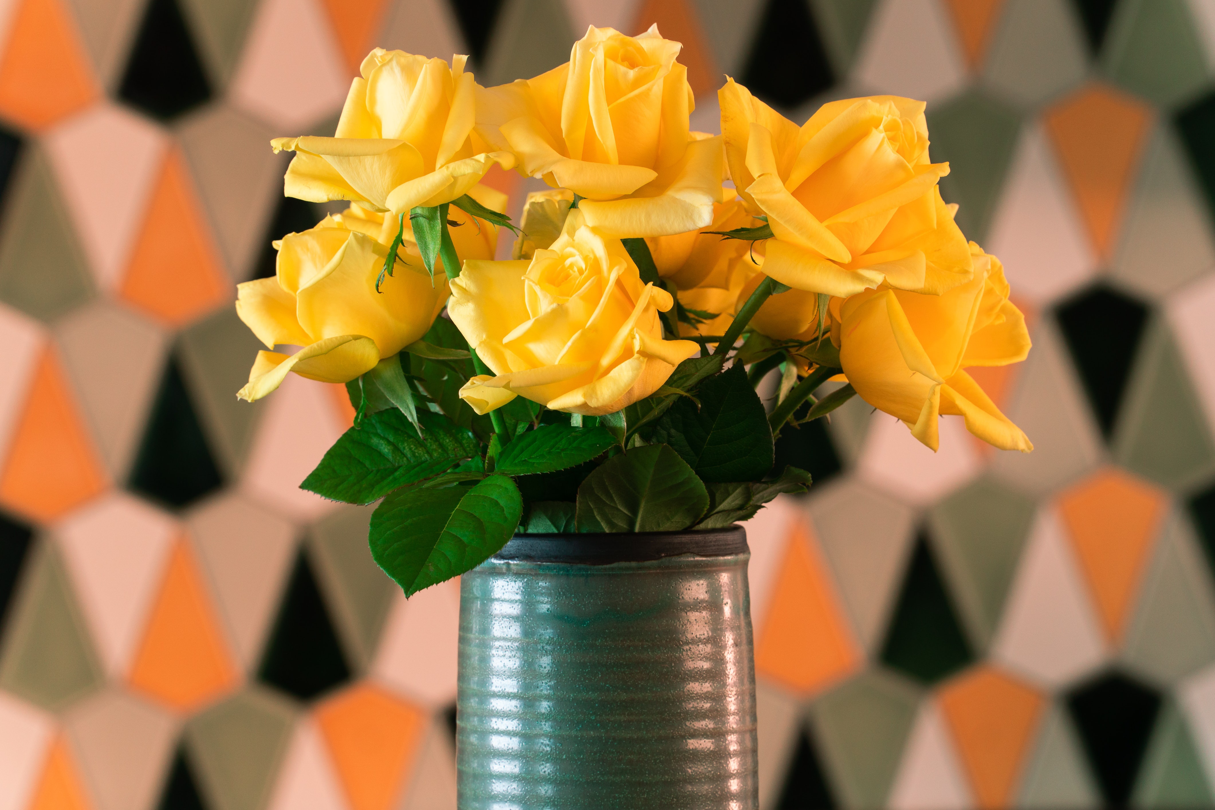 無料モバイル壁紙花, 薔薇, 花束, 黄色い花, マンメイドをダウンロードします。