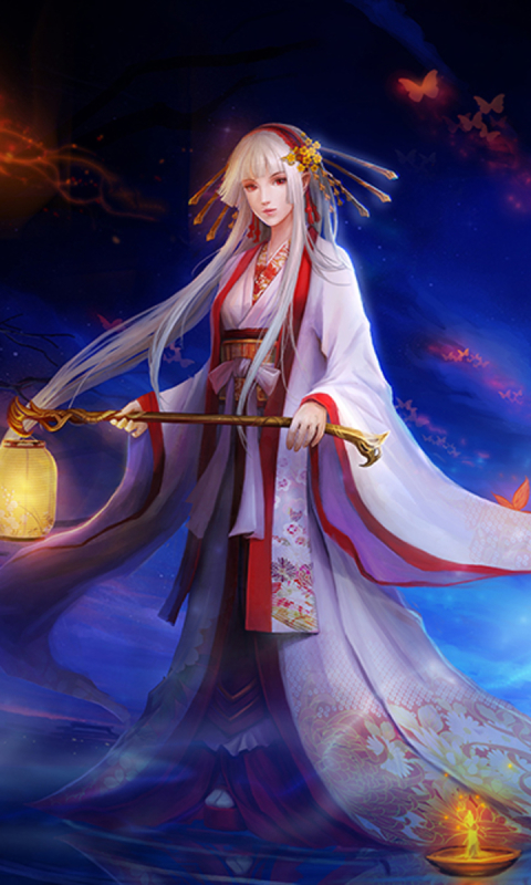 Download mobile wallpaper Fantasy, Lantern, Kimono, Oriental for free.