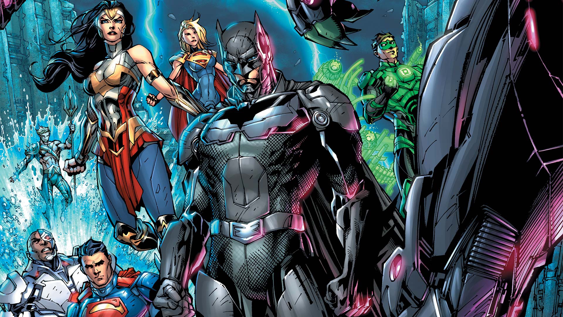 injustice 2, comics, aquaman, batman, cyborg (dc comics), dc comics, green lantern, hal jordan, kara zor el, supergirl, superman, wonder woman