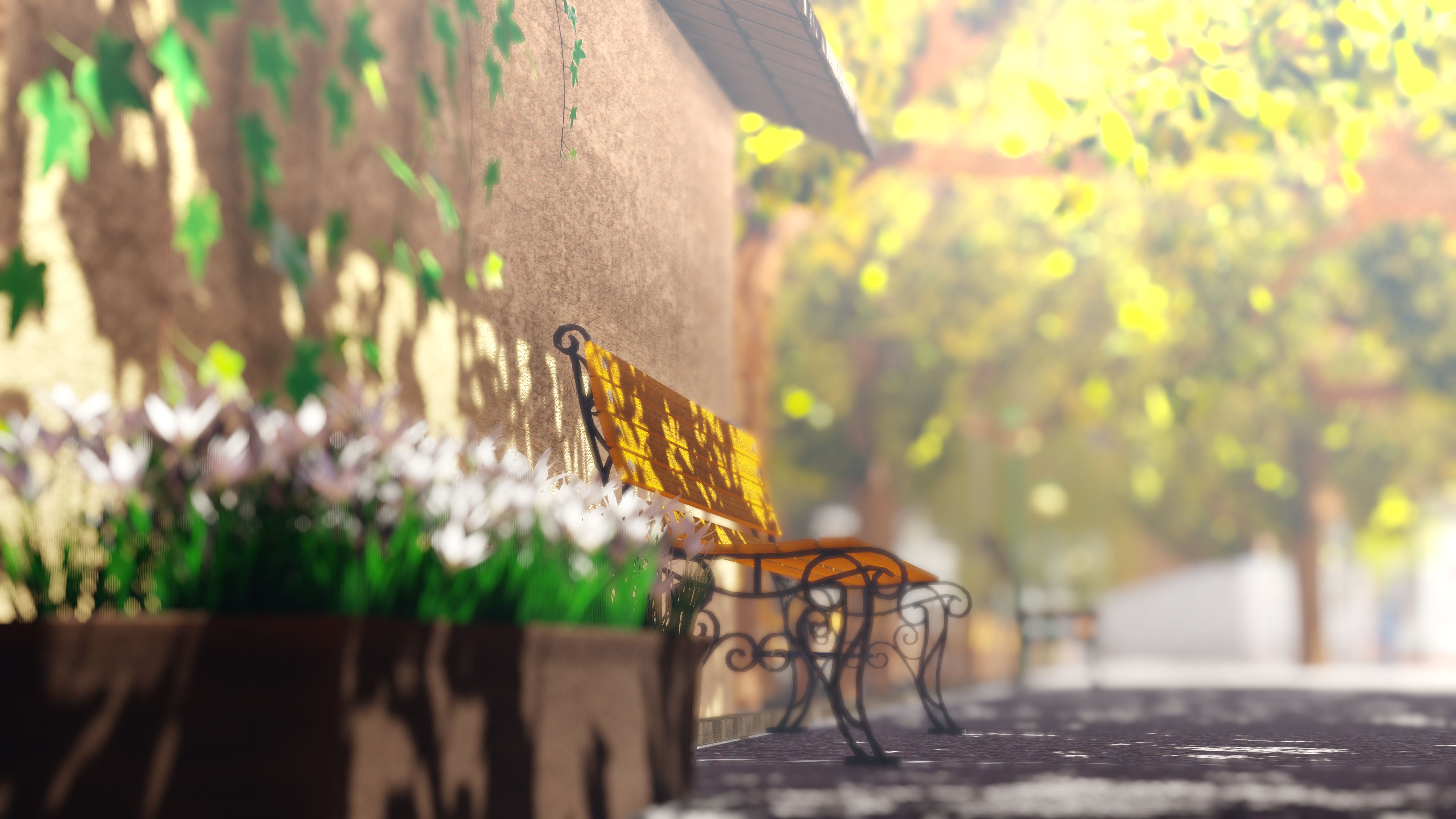 Download mobile wallpaper Anime, Flower, Bench, Original for free.