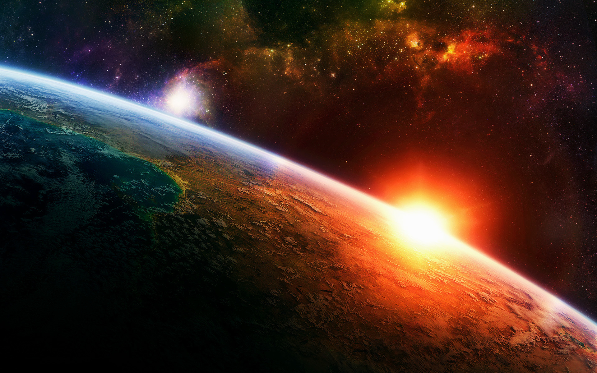 Free download wallpaper Universe, Sun, Landscape, Planets on your PC desktop