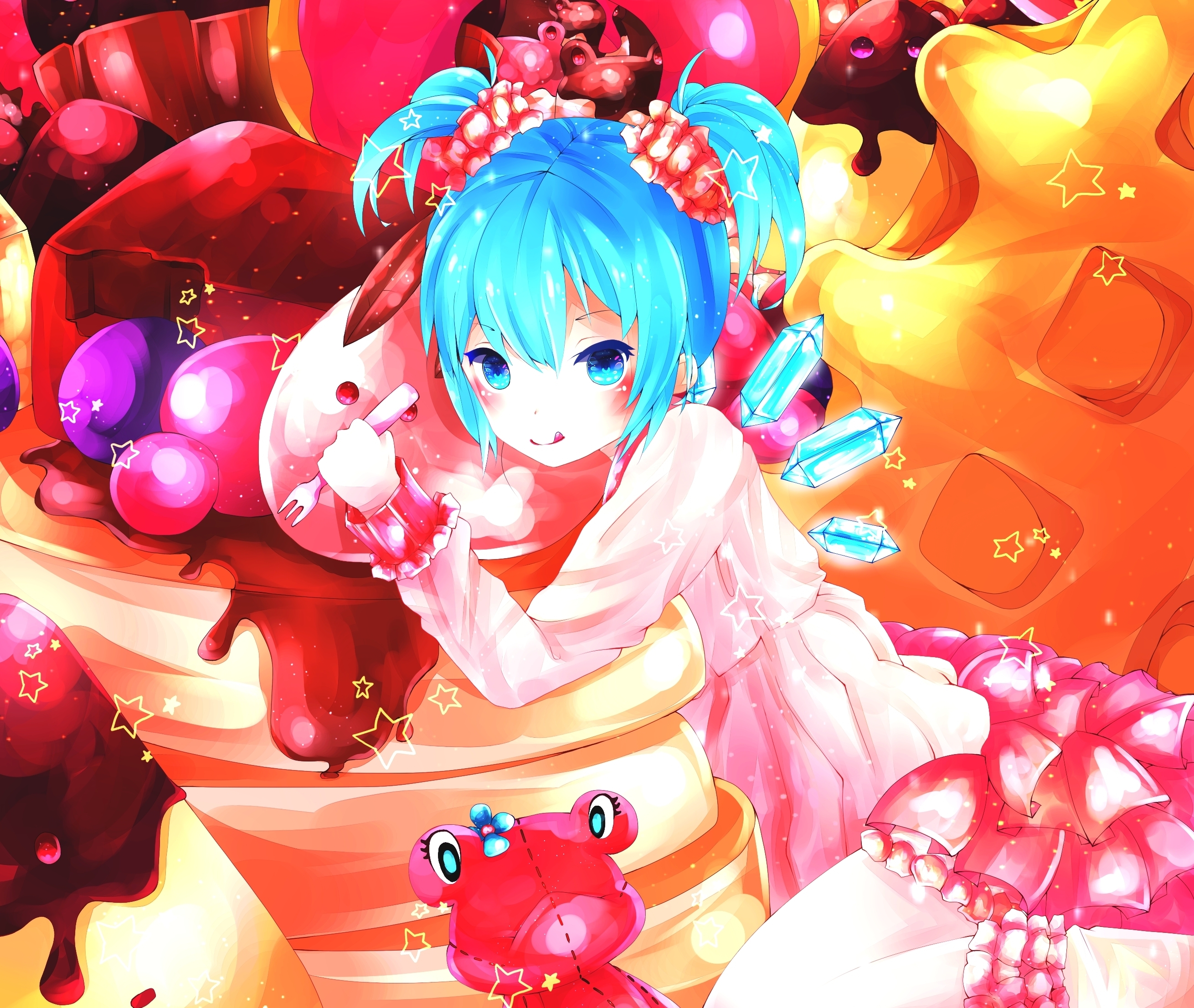 Download mobile wallpaper Anime, Candy, Blue Eyes, Blue Hair, Touhou, Short Hair, Twintails, Cirno (Touhou) for free.