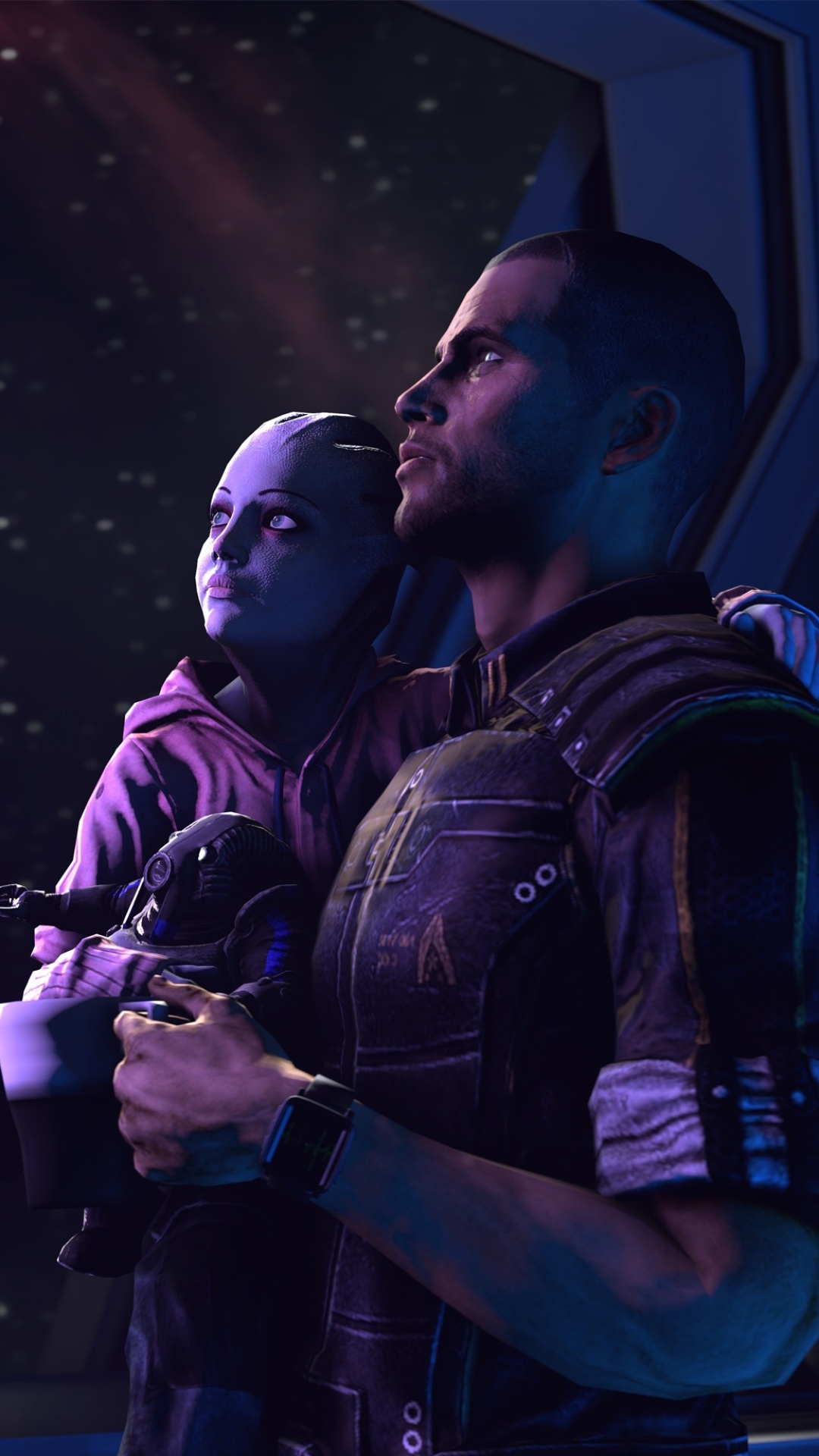 Handy-Wallpaper Mass Effect, Kind, Computerspiele, Kommandant Shepard, Asari (Mass Effect) kostenlos herunterladen.