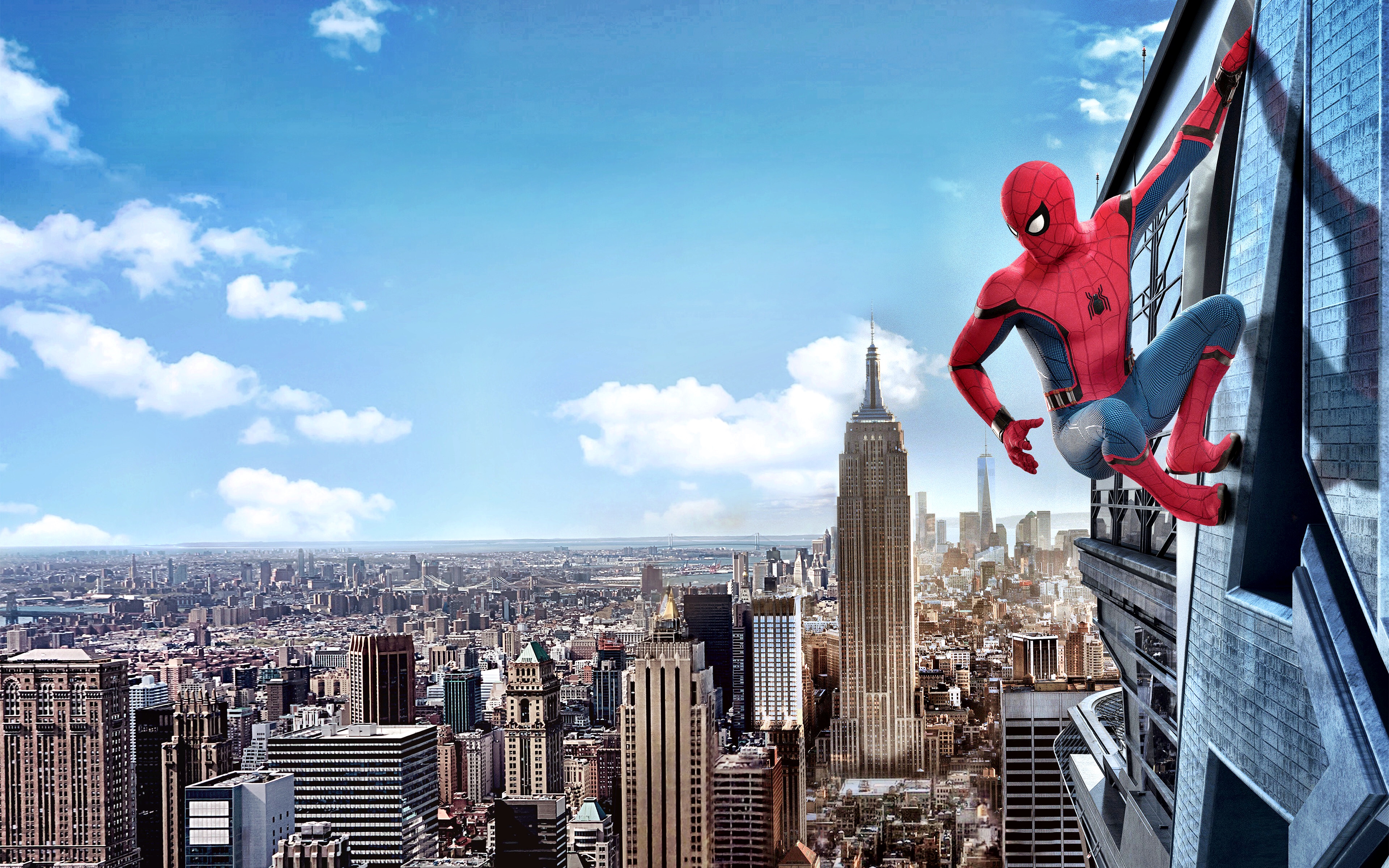 Laden Sie das New York, Empire State Building, Filme, Spider Man, Tom Holland, Spider Man: Homecoming-Bild kostenlos auf Ihren PC-Desktop herunter