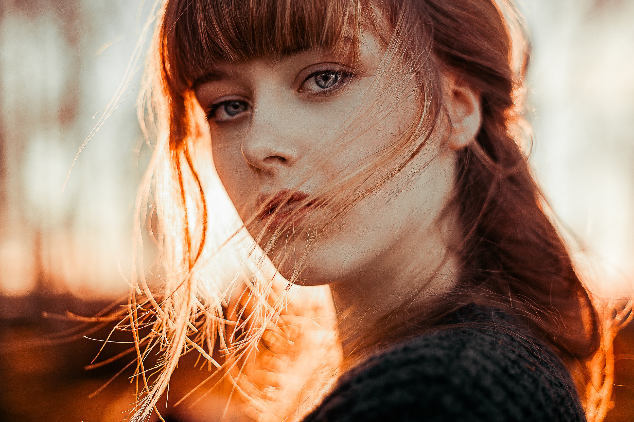 Download mobile wallpaper Redhead, Face, Model, Women, Blue Eyes for free.
