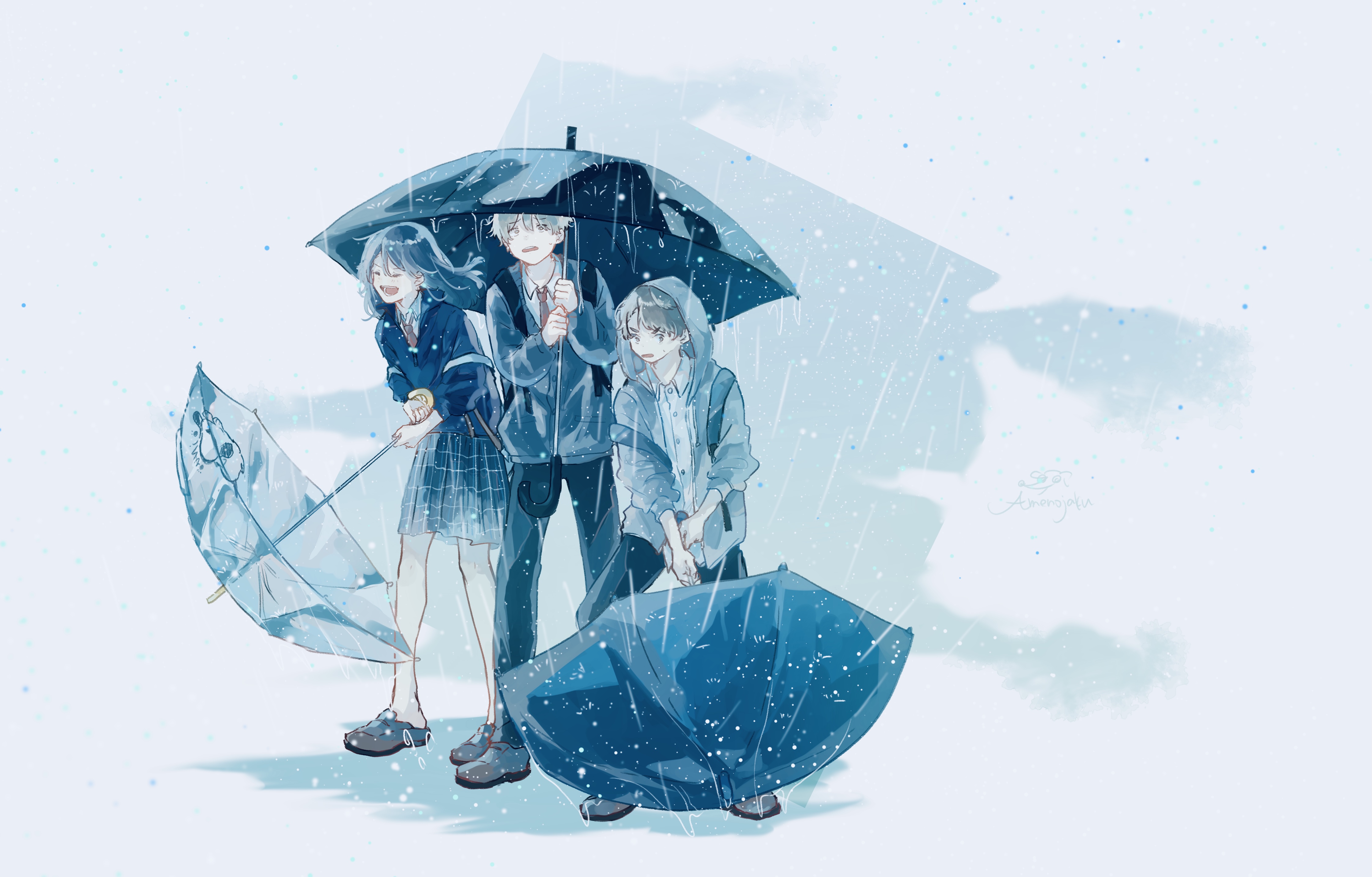 Free download wallpaper Anime, Rain, Umbrella on your PC desktop