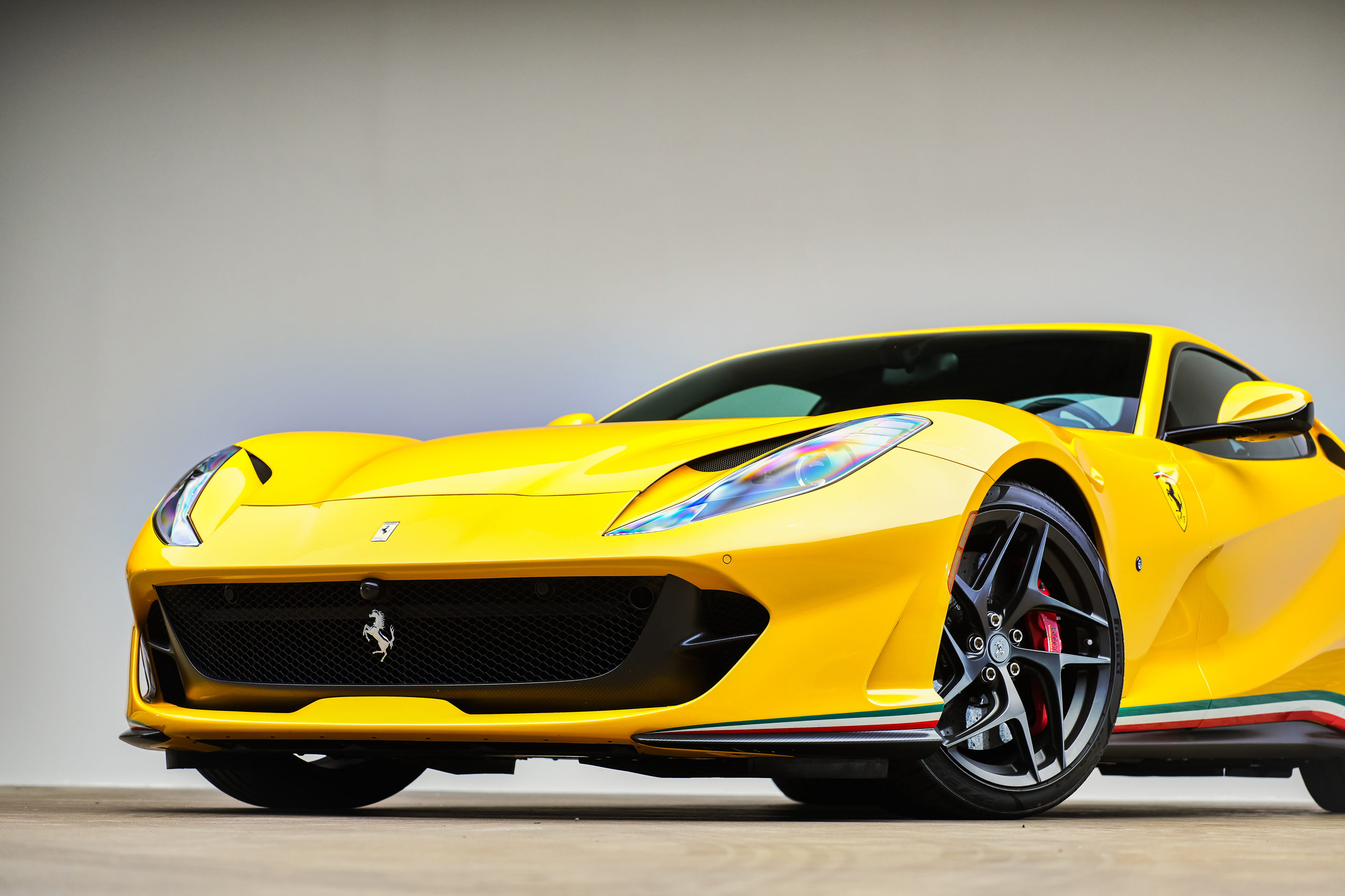 Download mobile wallpaper Ferrari, Supercar, Ferrari 812 Superfast, Vehicles, Yellow Car for free.