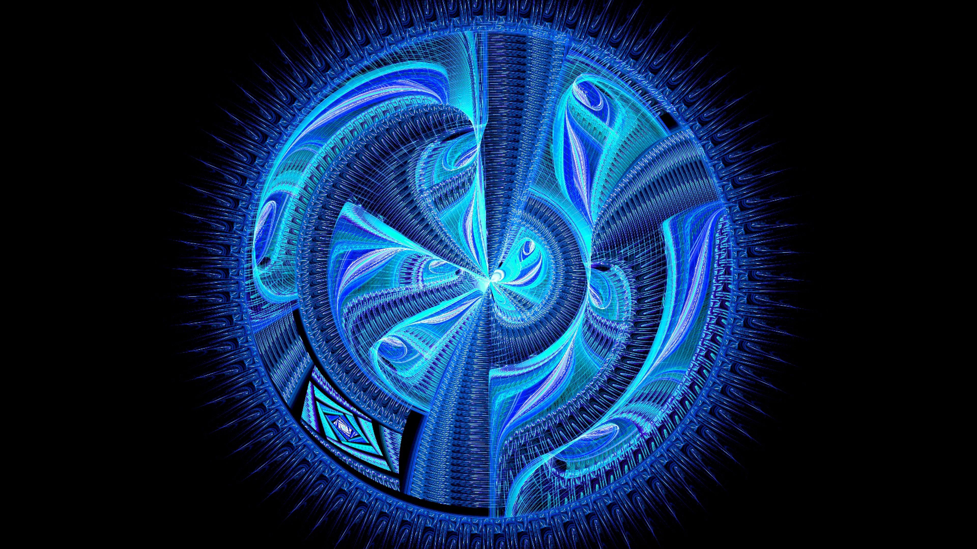 fractal, abstract, blue, pattern, circle