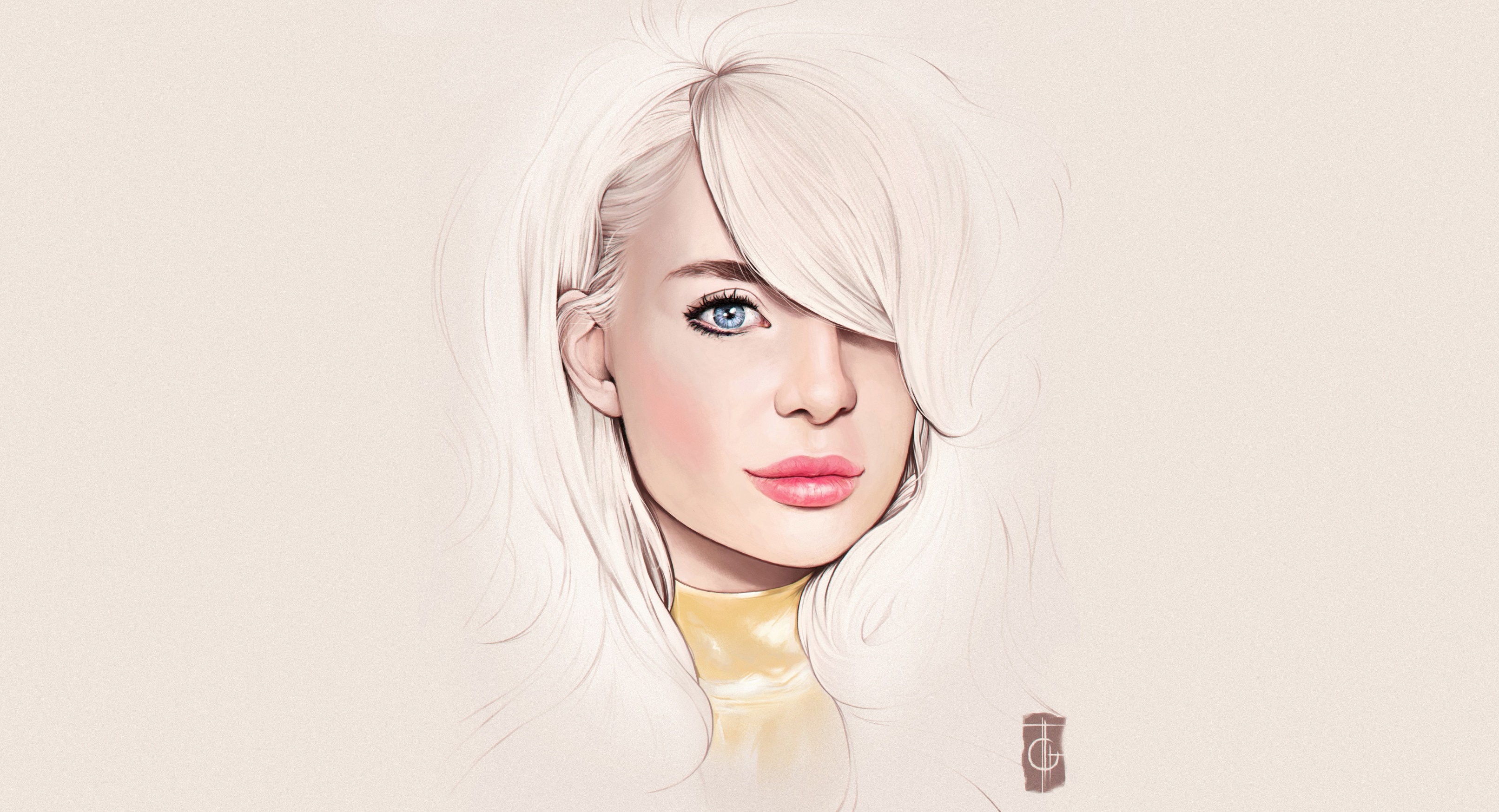 Free download wallpaper Drawing, Portrait, Blonde, Women on your PC desktop