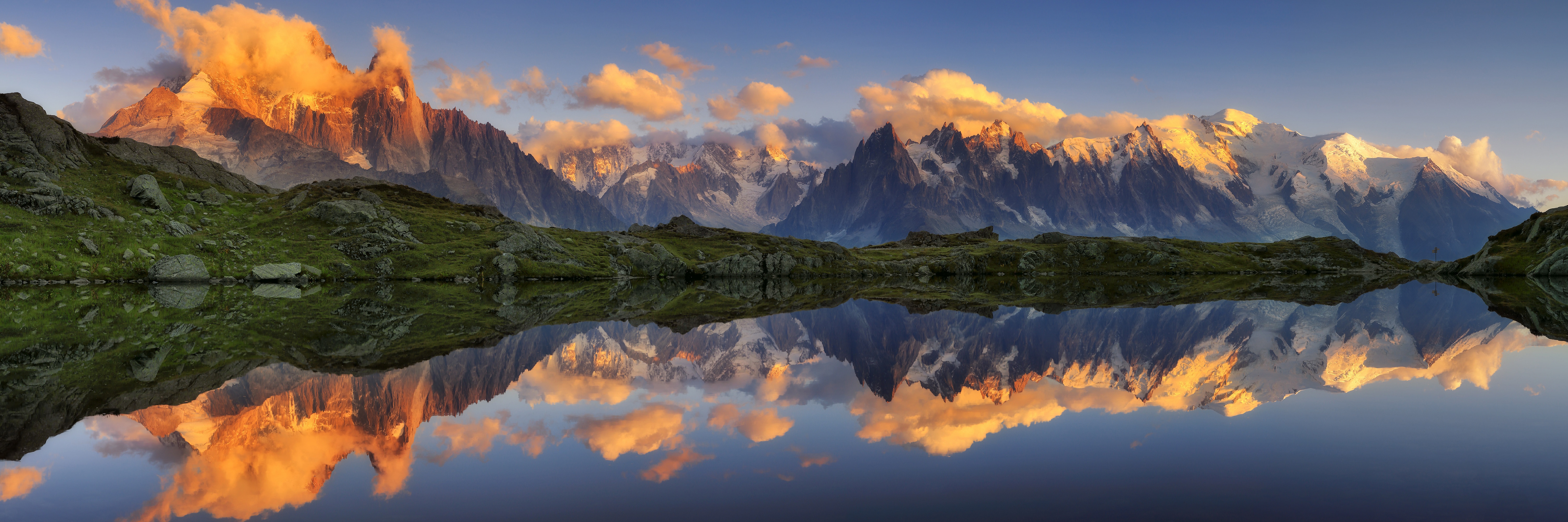 Téléchargez gratuitement l'image Montagne, Lac, Panorama, Nuage, Des Lacs, Terre/nature, Réflection sur le bureau de votre PC