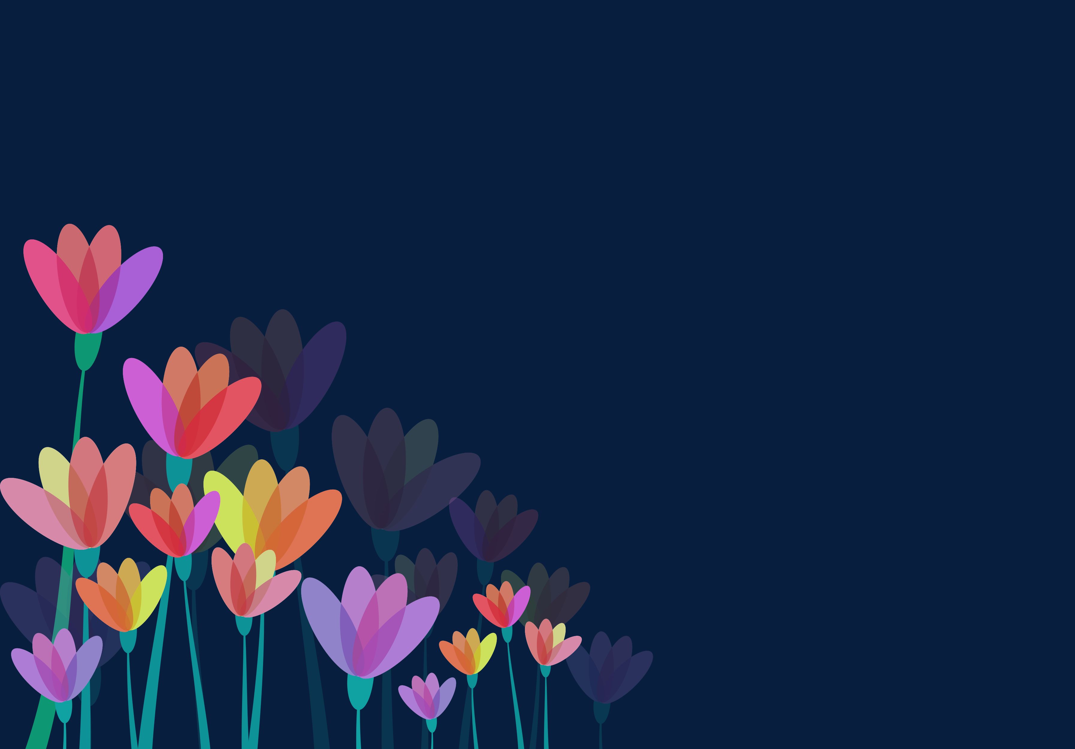 Download mobile wallpaper Multicolored, Flowers, Motley, Vector for free.