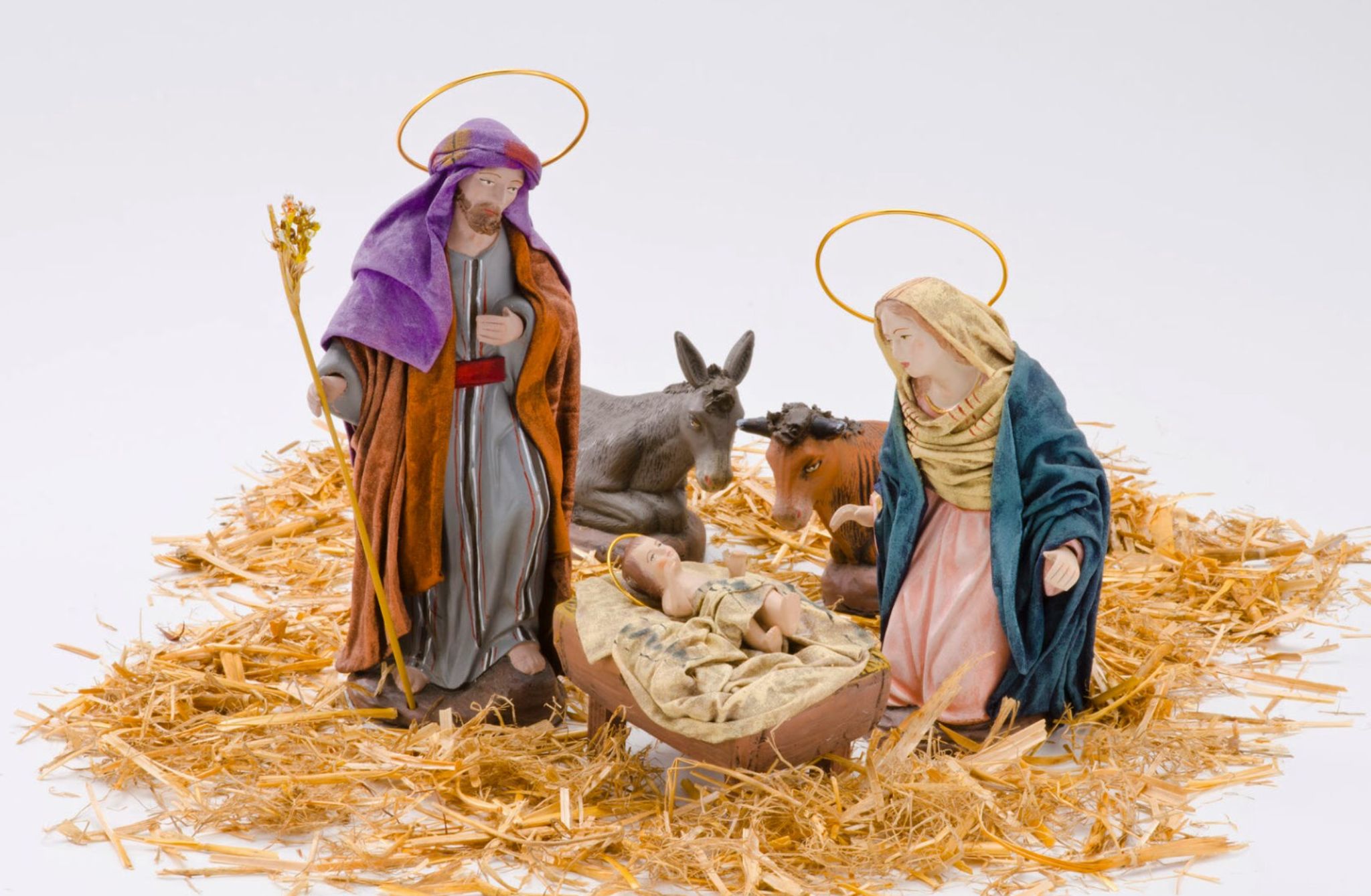 875268 скачать обои иисус, праздничные, рождество, младенец, корова, осел, мария (мать иисуса), религия - заставки и картинки бесплатно