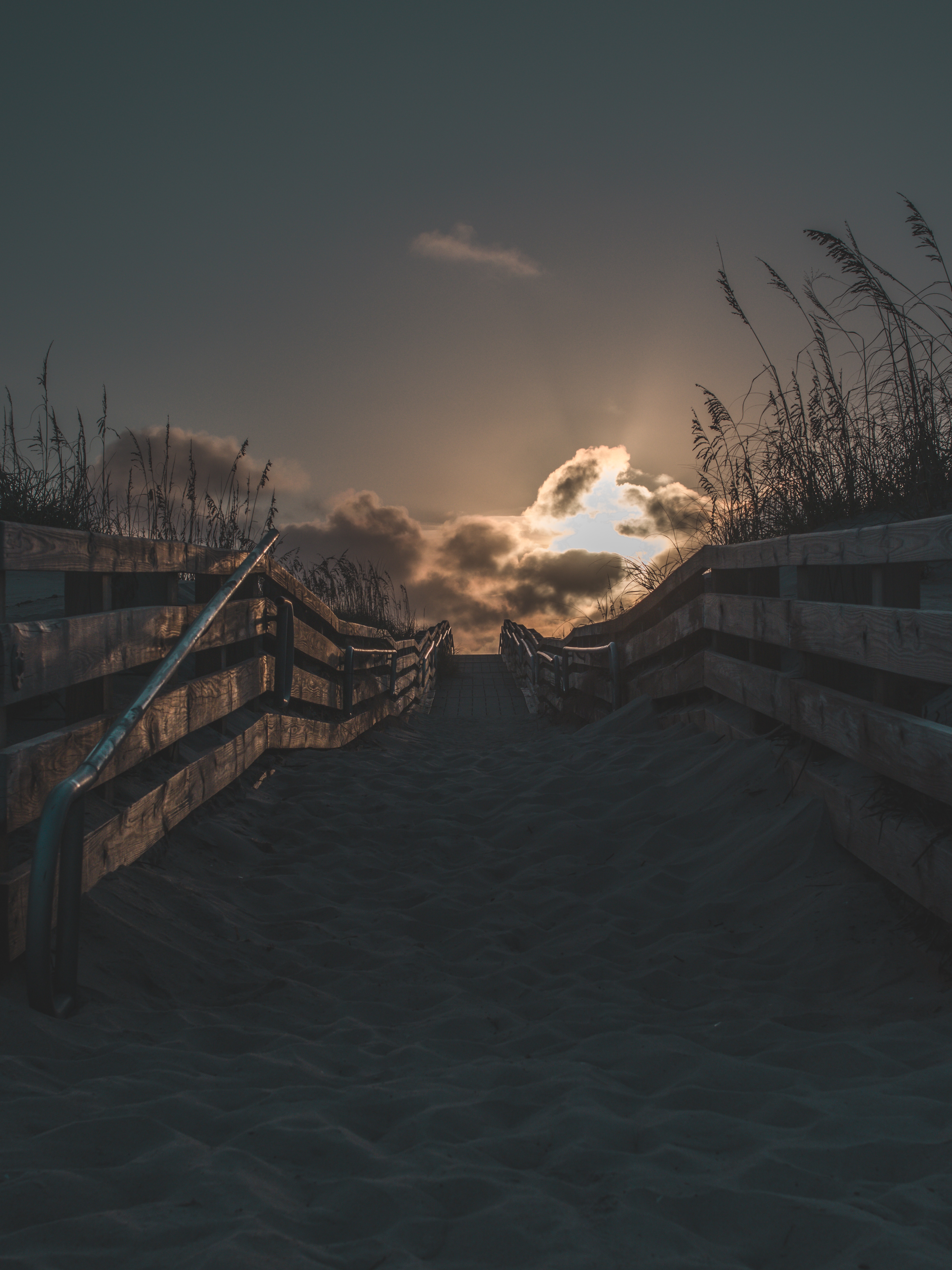 Download mobile wallpaper Fence, Sand, Sunset, Nature, Beach for free.
