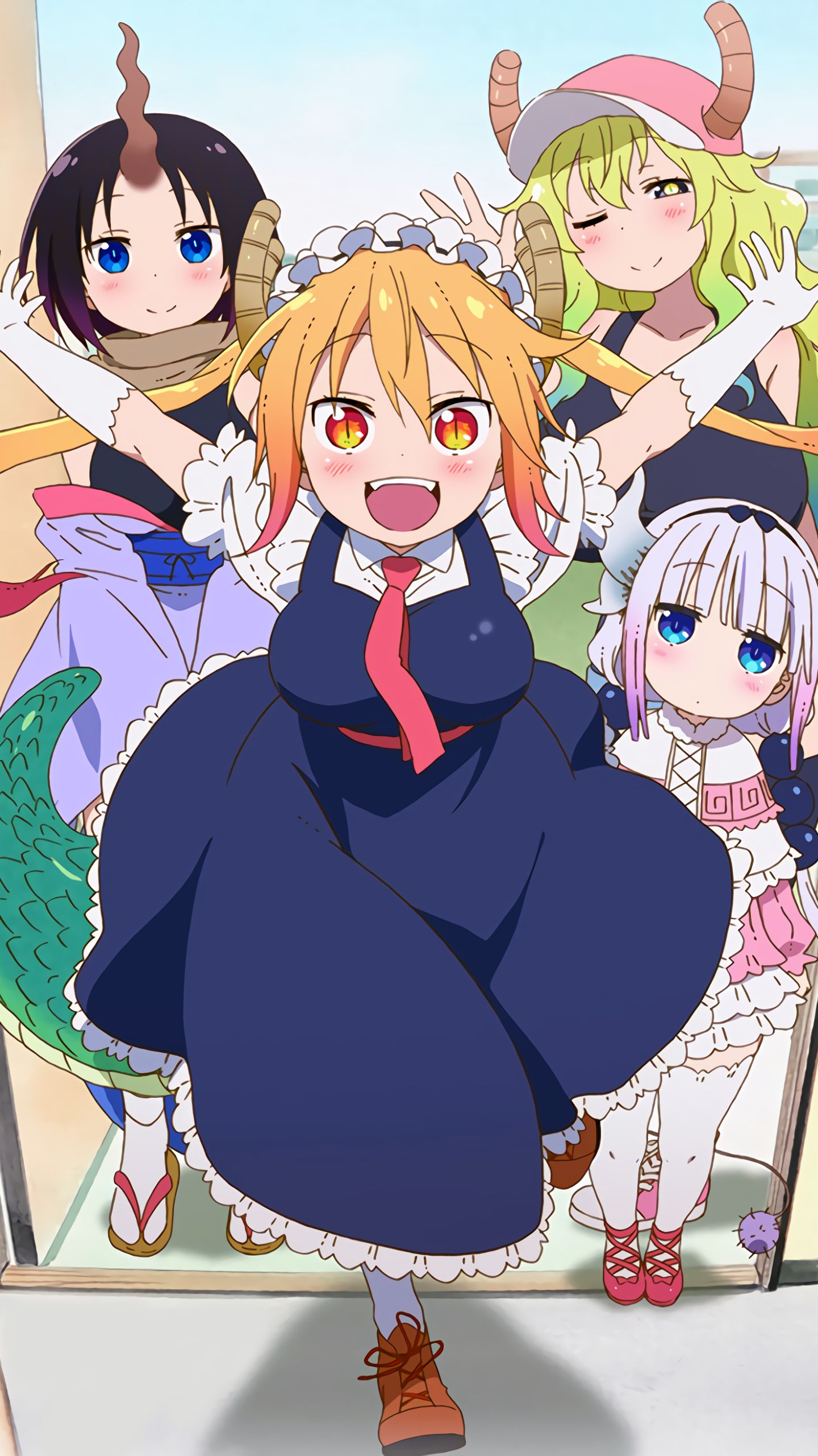 Download mobile wallpaper Anime, Tohru (Miss Kobayashi's Dragon Maid), Miss Kobayashi's Dragon Maid, Elma (Miss Kobayashi's Dragon Maid), Kanna Kamui, Quetzalcoatl (Miss Kobayashi's Dragon Maid) for free.