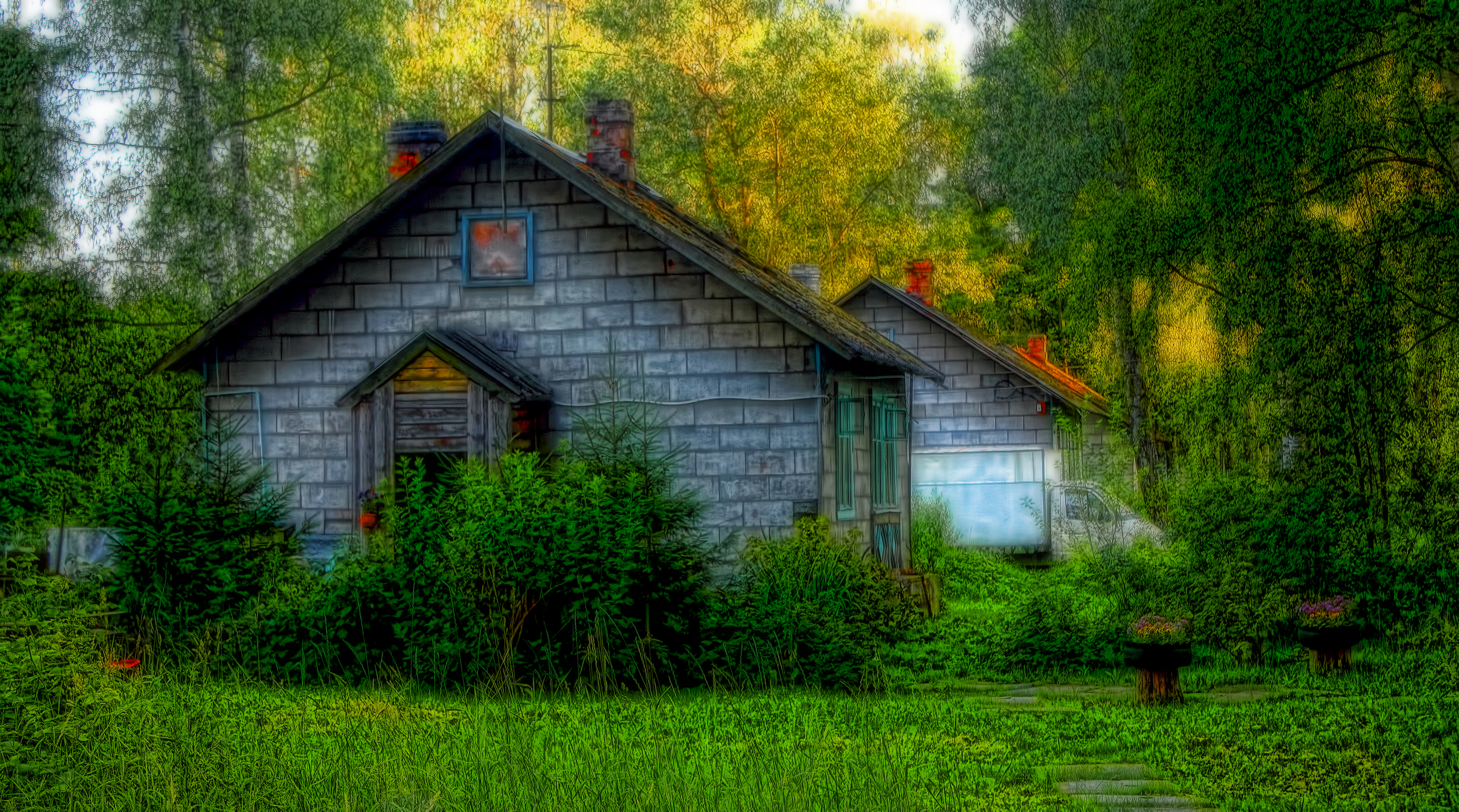 Free download wallpaper Grass, Tree, House, Hdr, Russia, Photography on your PC desktop
