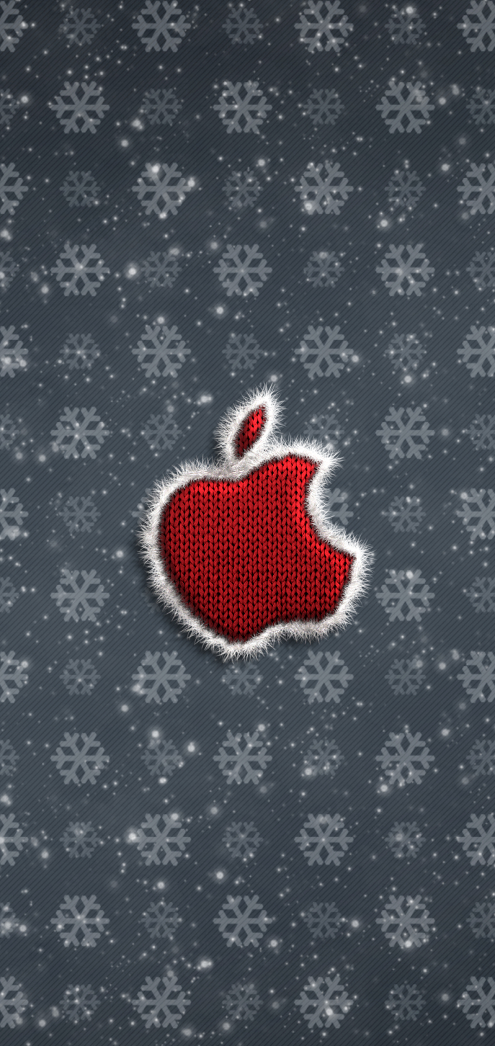 Скачать картинку Снежинки, Технологии, Яблоко, Логотип, Снежинка, Apple Inc, Лого в телефон бесплатно.