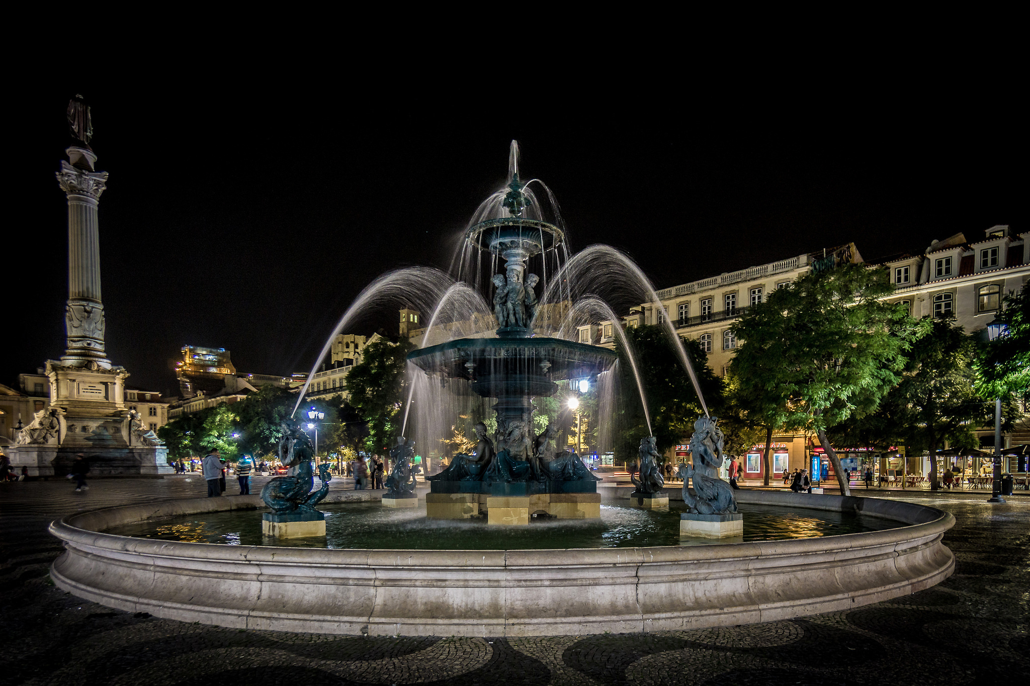 Free download wallpaper Night, Fountain, Man Made on your PC desktop
