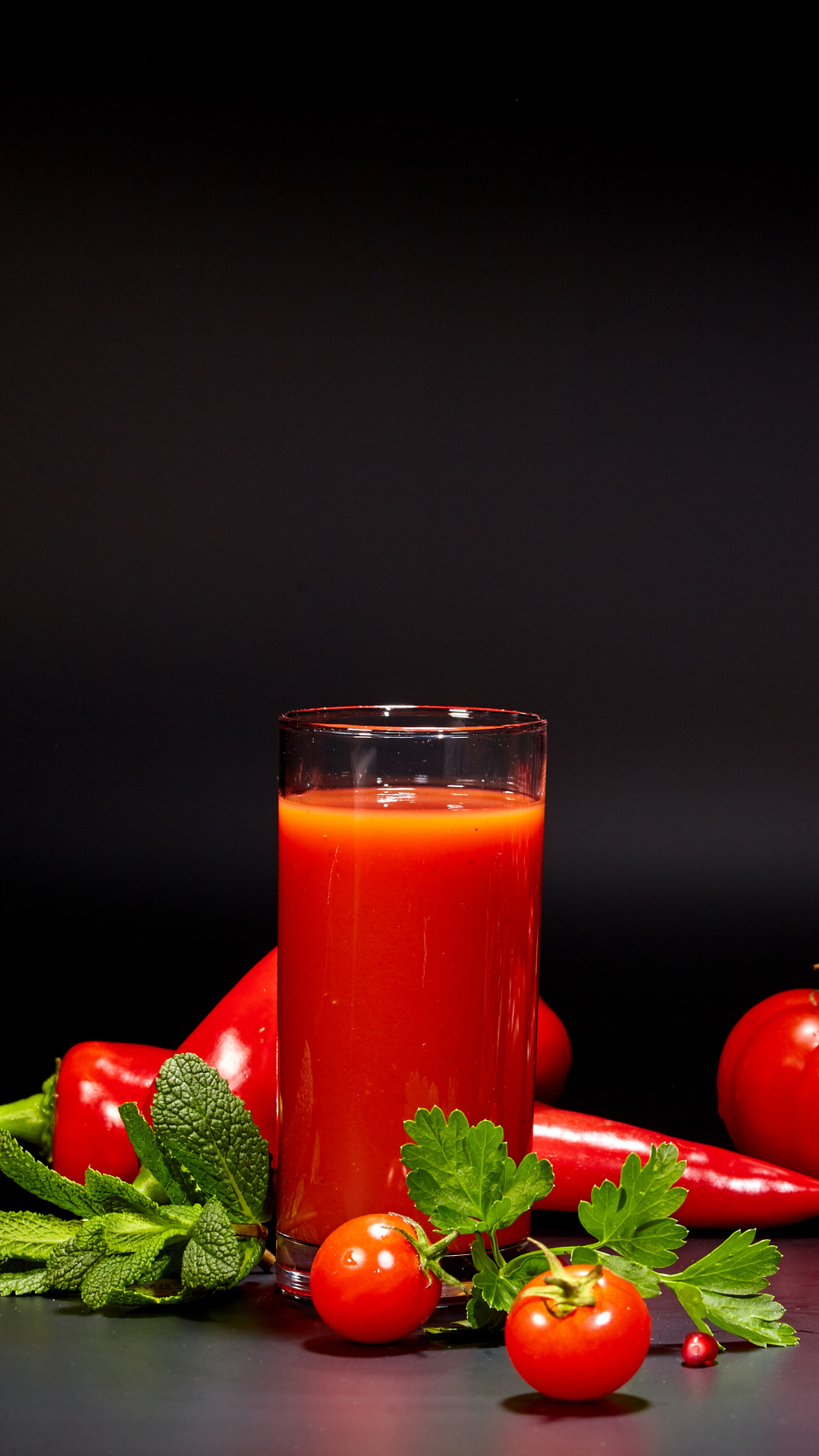 Download mobile wallpaper Food, Grapes, Still Life, Glass, Tomato, Juice for free.