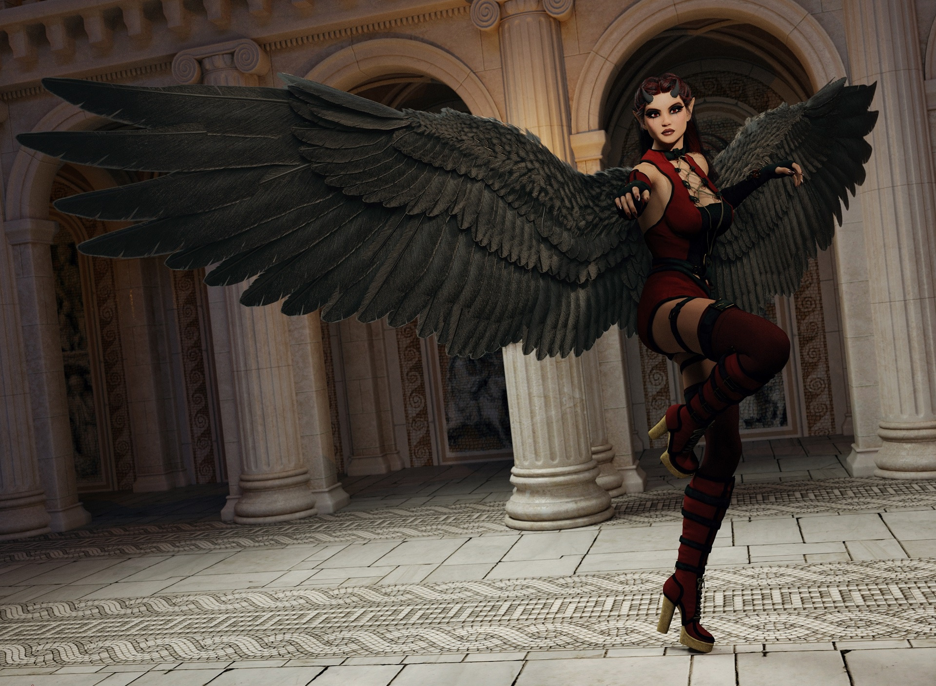 Download mobile wallpaper Fantasy, Wings, Angel, High Heels for free.
