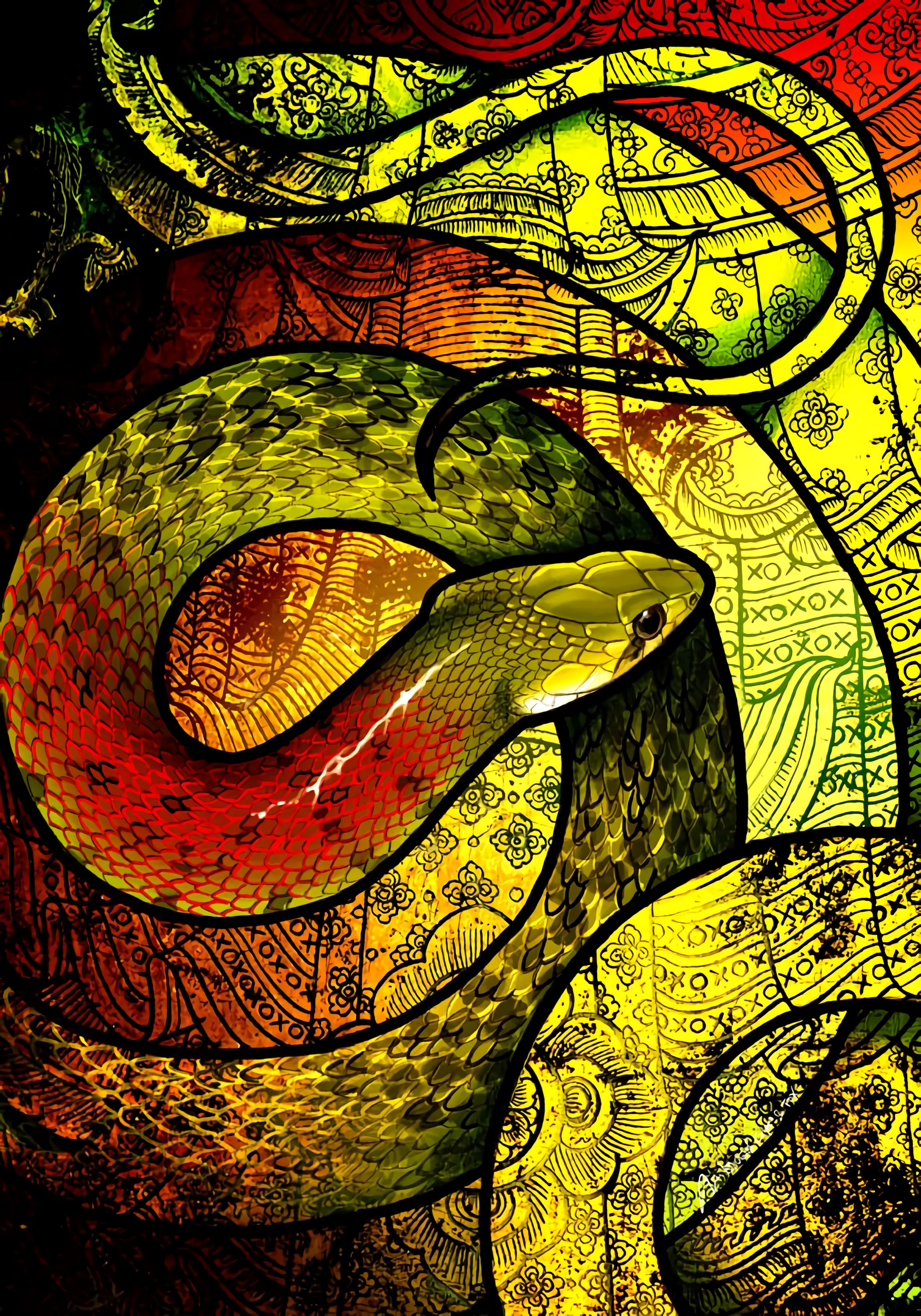 art, snake, patterns, scales, scale