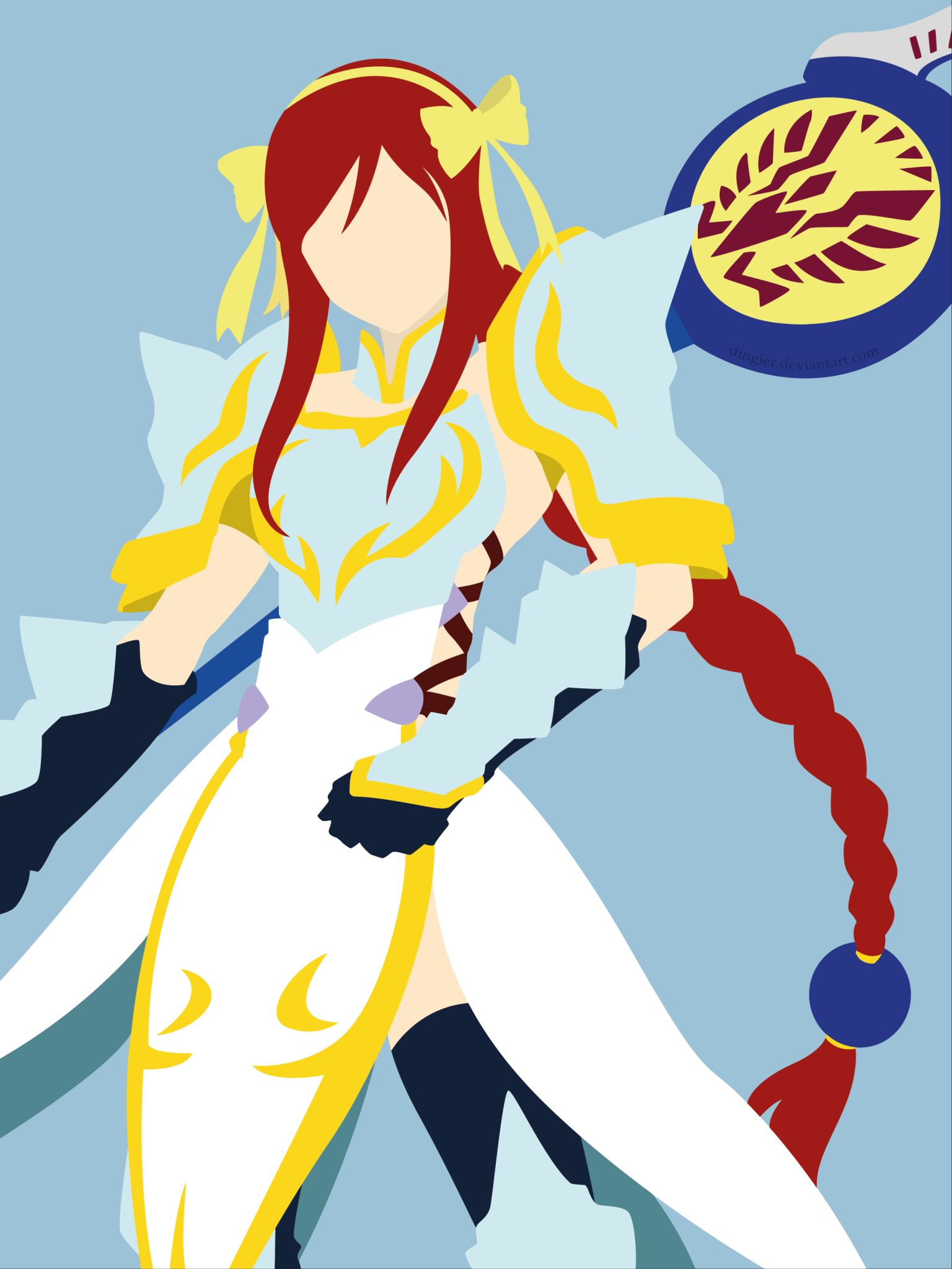 Download mobile wallpaper Anime, Braid, Long Hair, Minimalist, Red Hair, Fairy Tail, Erza Scarlet for free.