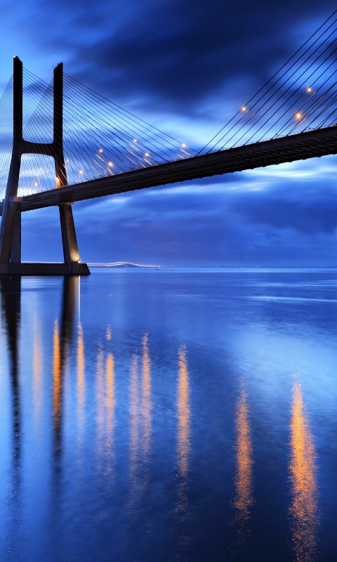 Descarga gratuita de fondo de pantalla para móvil de Puentes, Mar, Océano, Portugal, Hecho Por El Hombre, Puente Vasco Da Gama.
