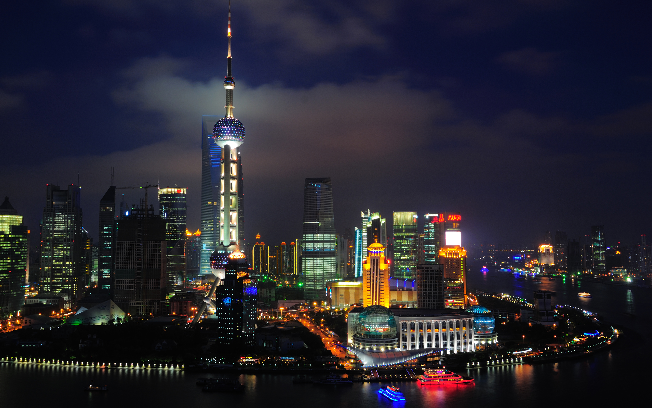 man made, shanghai, china, city, night, oriental pearl tower, cities