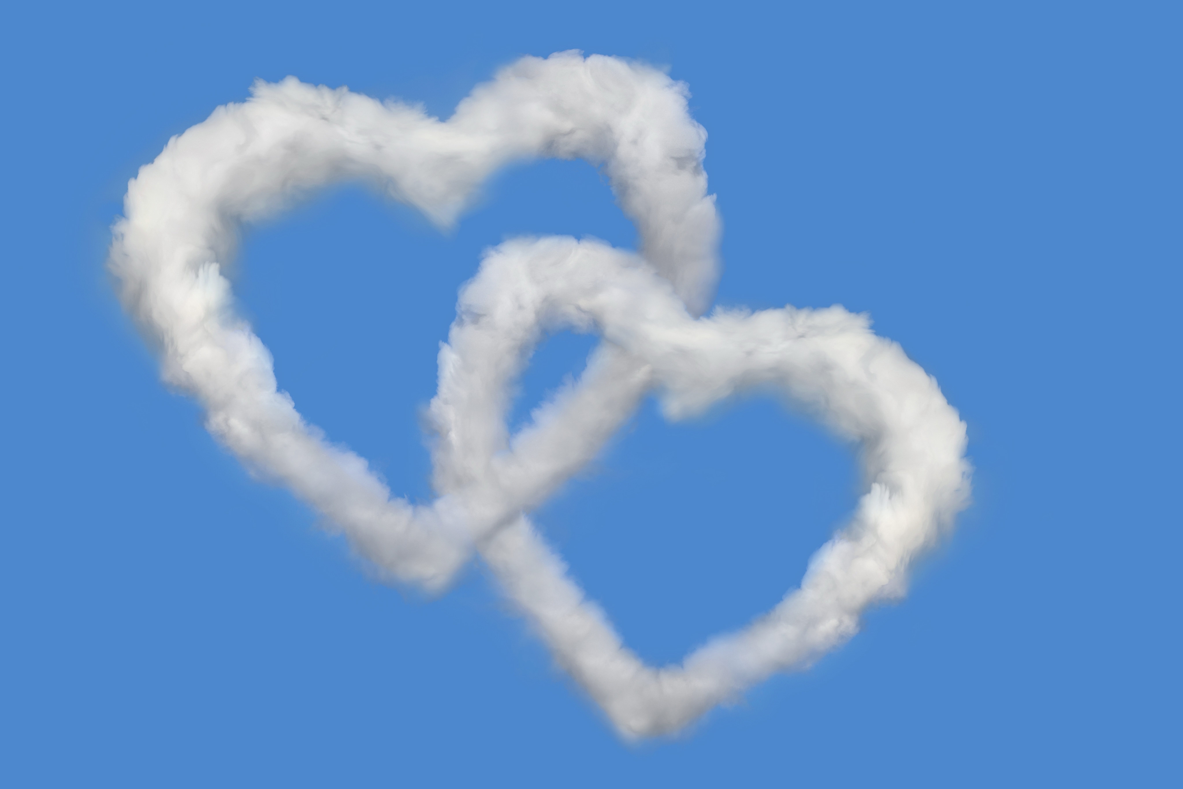 Скачать обои бесплатно Облака, Небо, Сердца, Любовь картинка на рабочий стол ПК