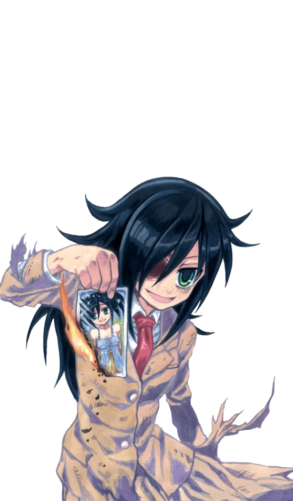 Download mobile wallpaper Anime, Green Eyes, Black Hair, Tomoko Kuroki, Watamote for free.