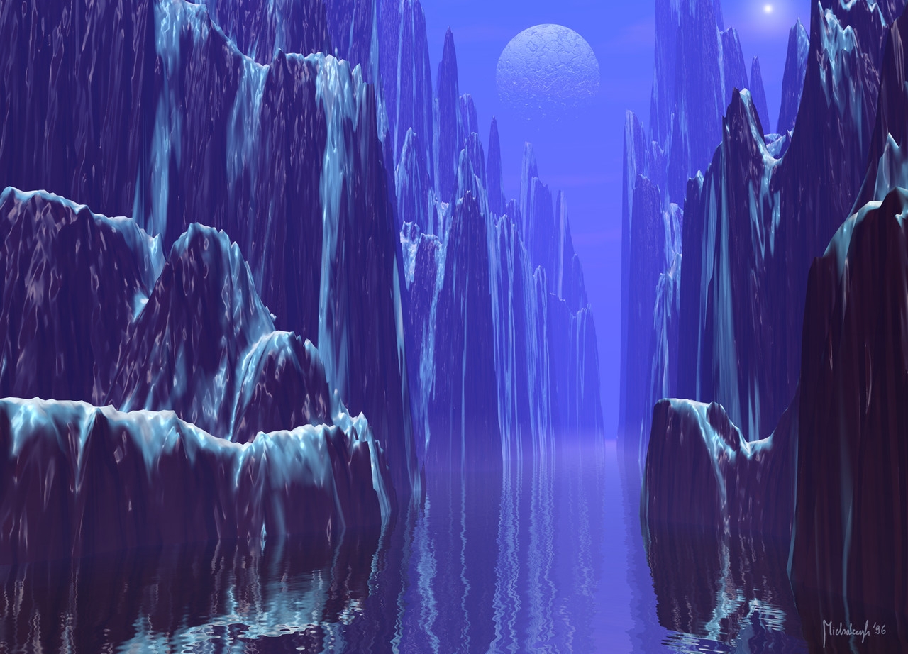 Free download wallpaper Landscape, Water, Fantasy, Ice on your PC desktop