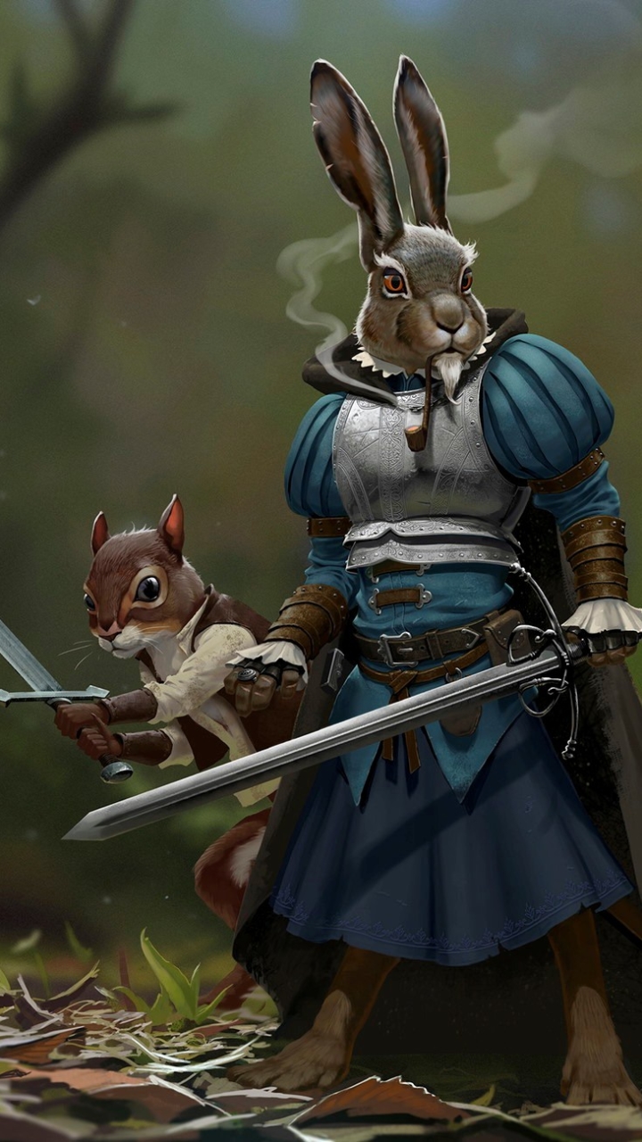 Download mobile wallpaper Squirrel, Fantasy, Warrior, Rodent, Sword for free.