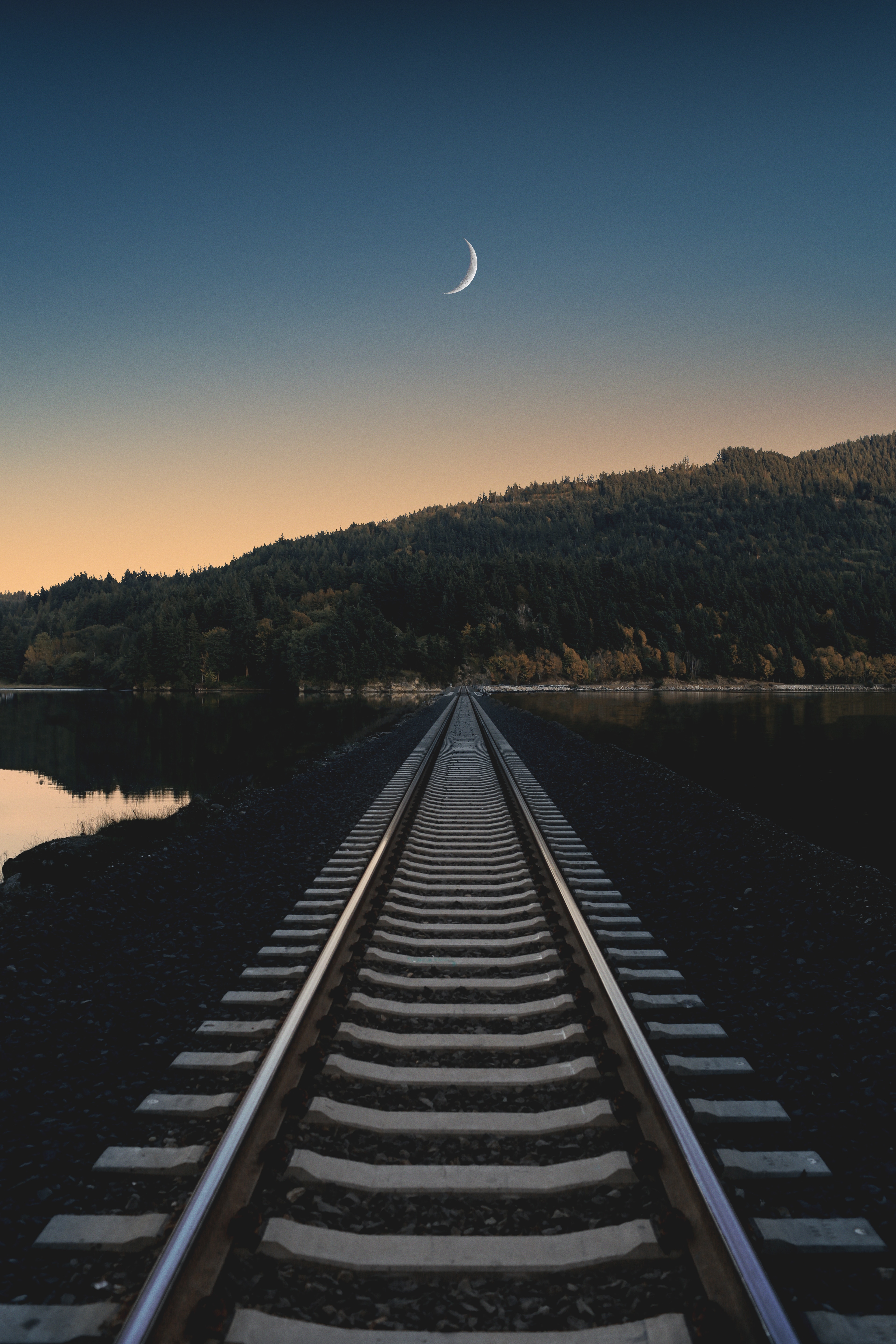 Laden Sie das Abend, Horizont, Eisenbahn, Natur-Bild kostenlos auf Ihren PC-Desktop herunter