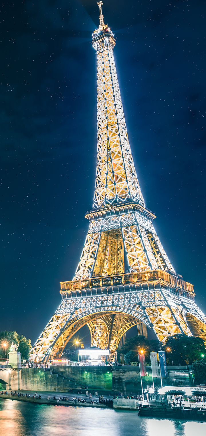 Download mobile wallpaper Night, Paris, Eiffel Tower, Monuments, Light, France, Man Made for free.