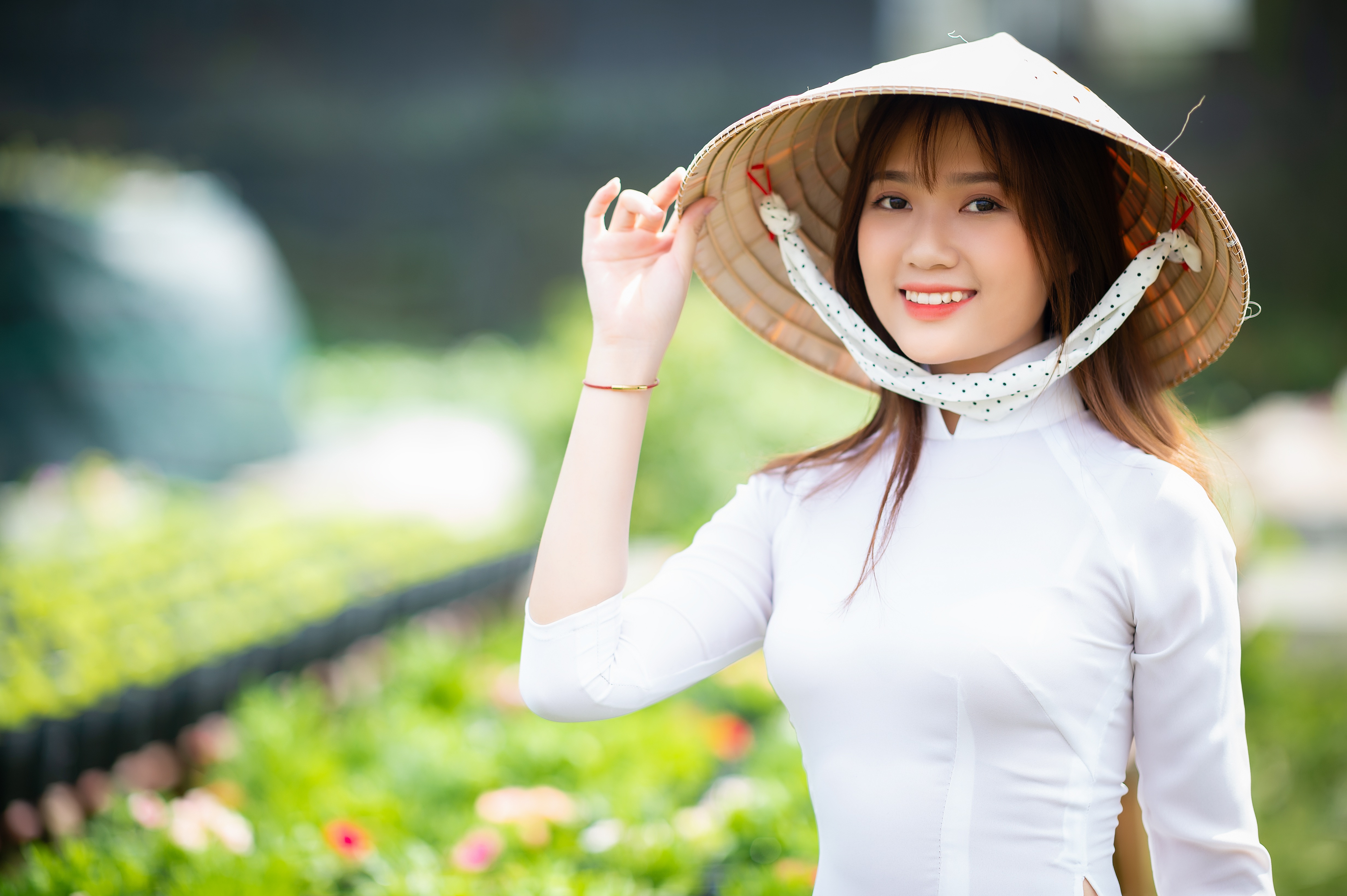 無料モバイル壁紙女性, アジア人, アジアの円錐形の帽子をダウンロードします。