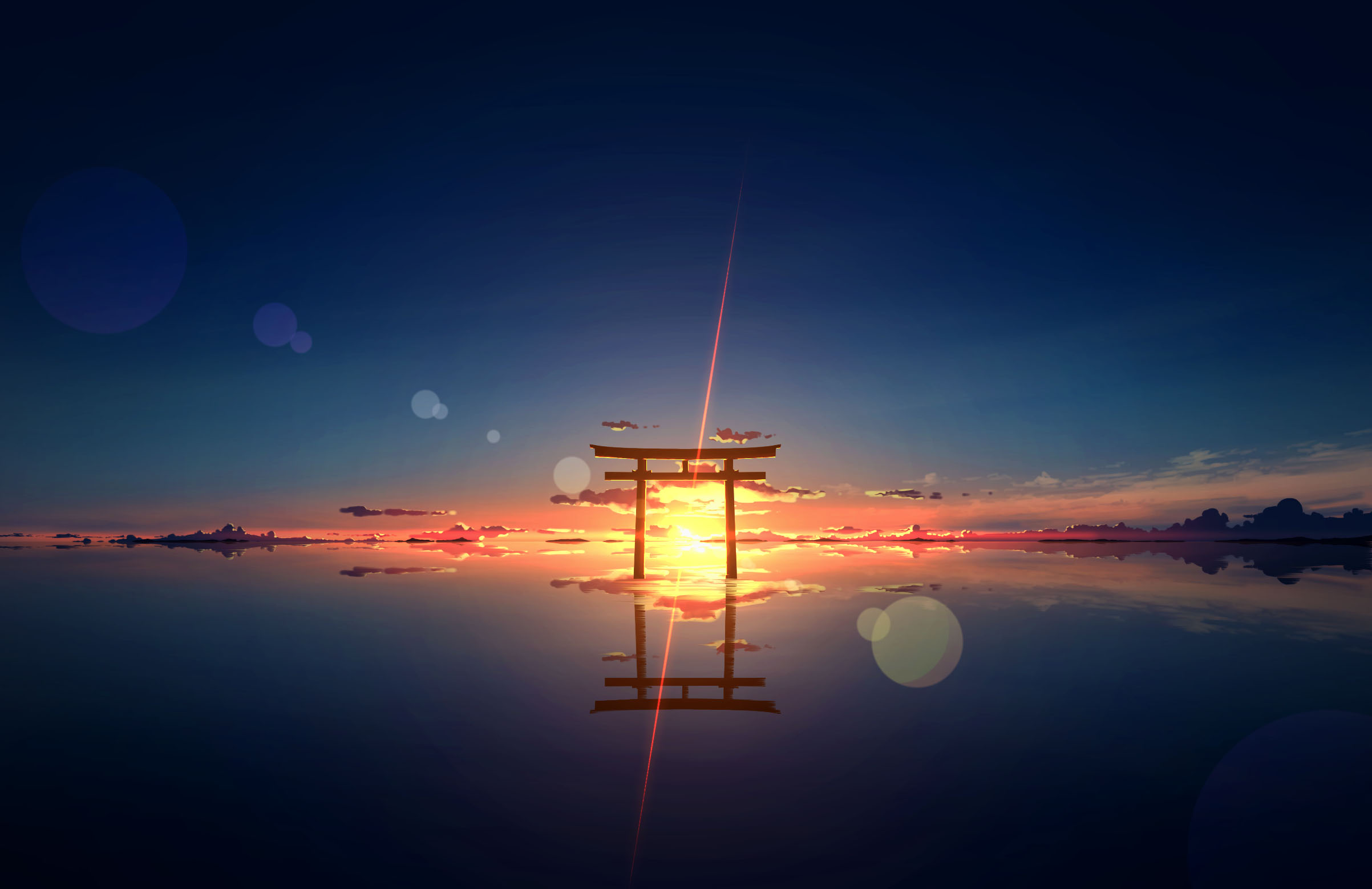 926254 descargar imagen santuario, torii, animado, atardecer: fondos de pantalla y protectores de pantalla gratis