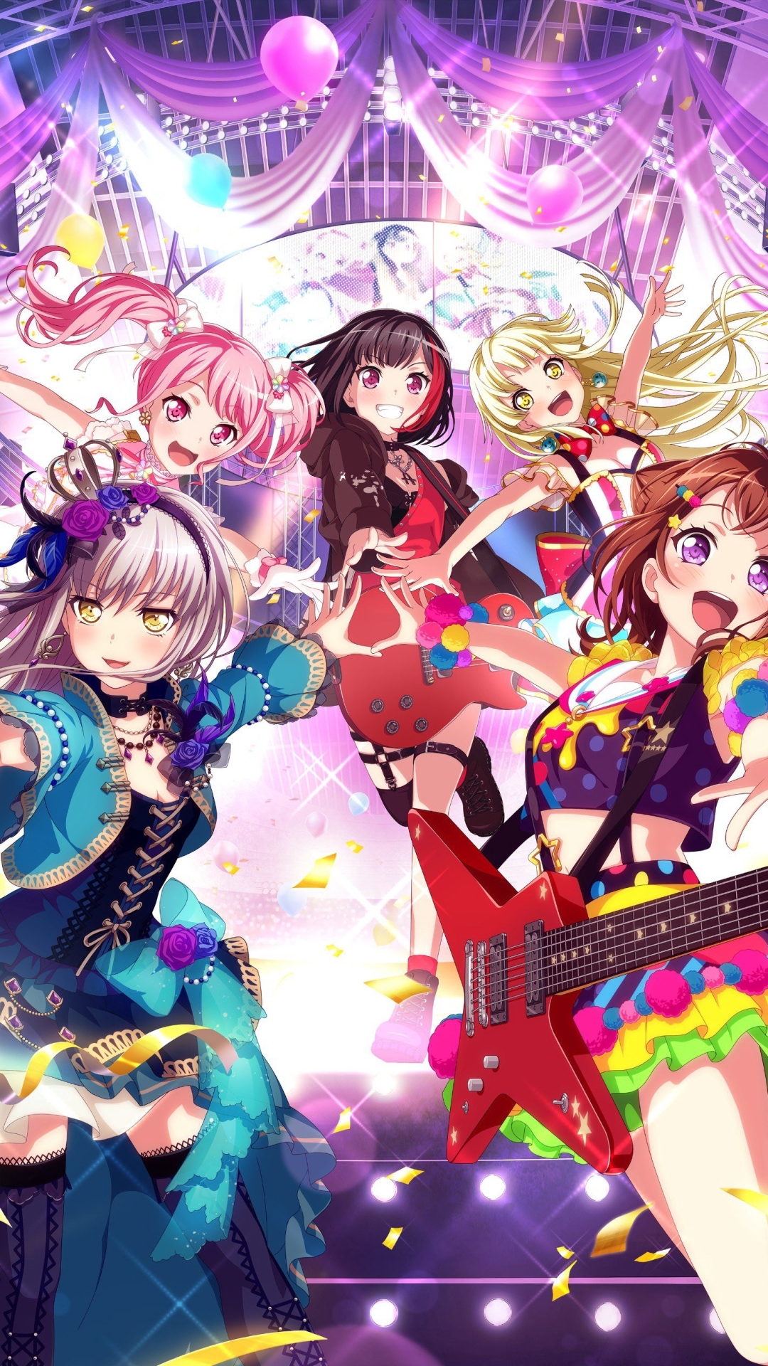 toyama kasumi, anime, bang dream! girls band party!, aya maruyama, ran mitake, kokoro tsurumaki, yukina minato