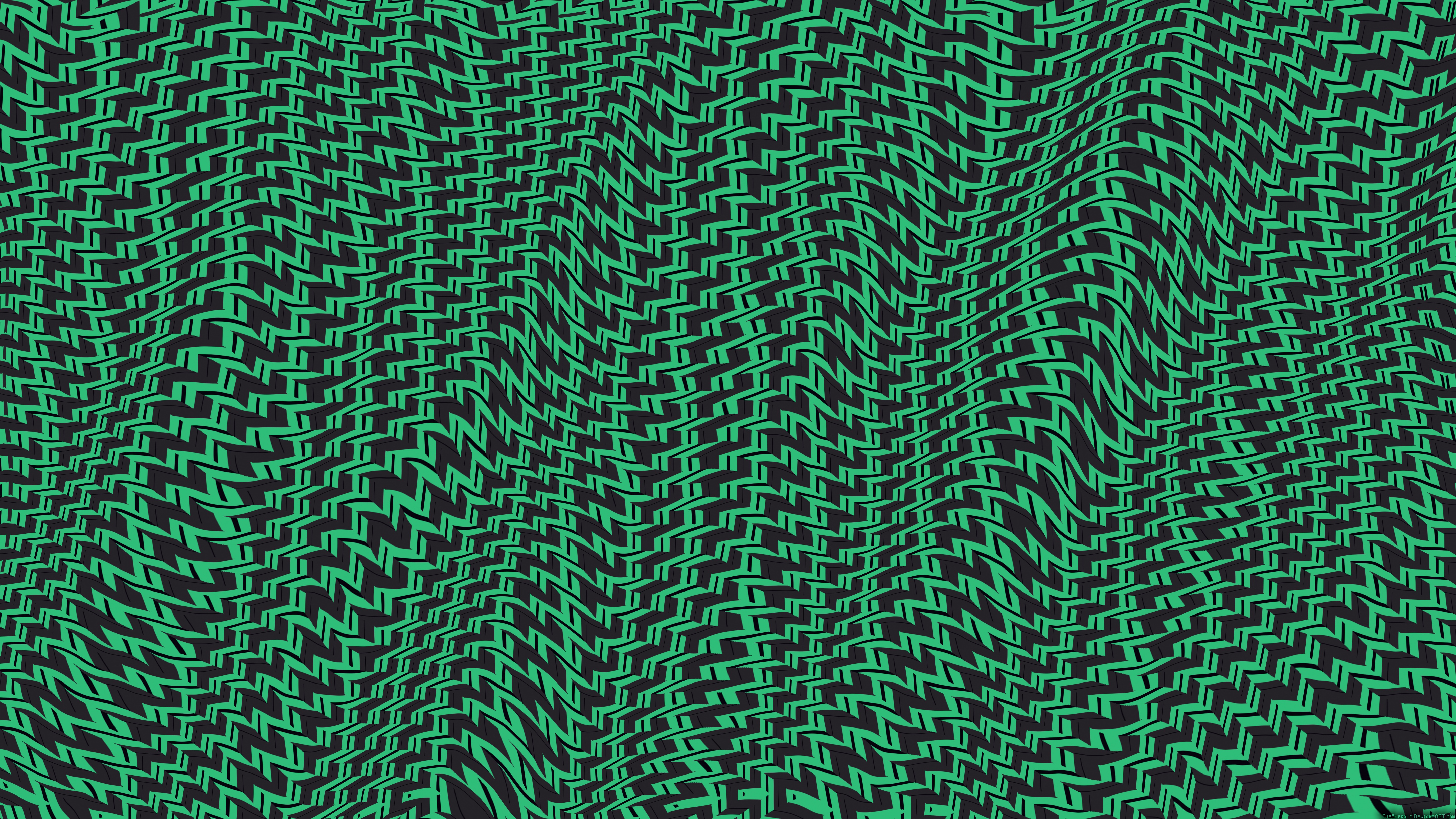 black, wavy, green, mosaic, abstract, patterns HD wallpaper