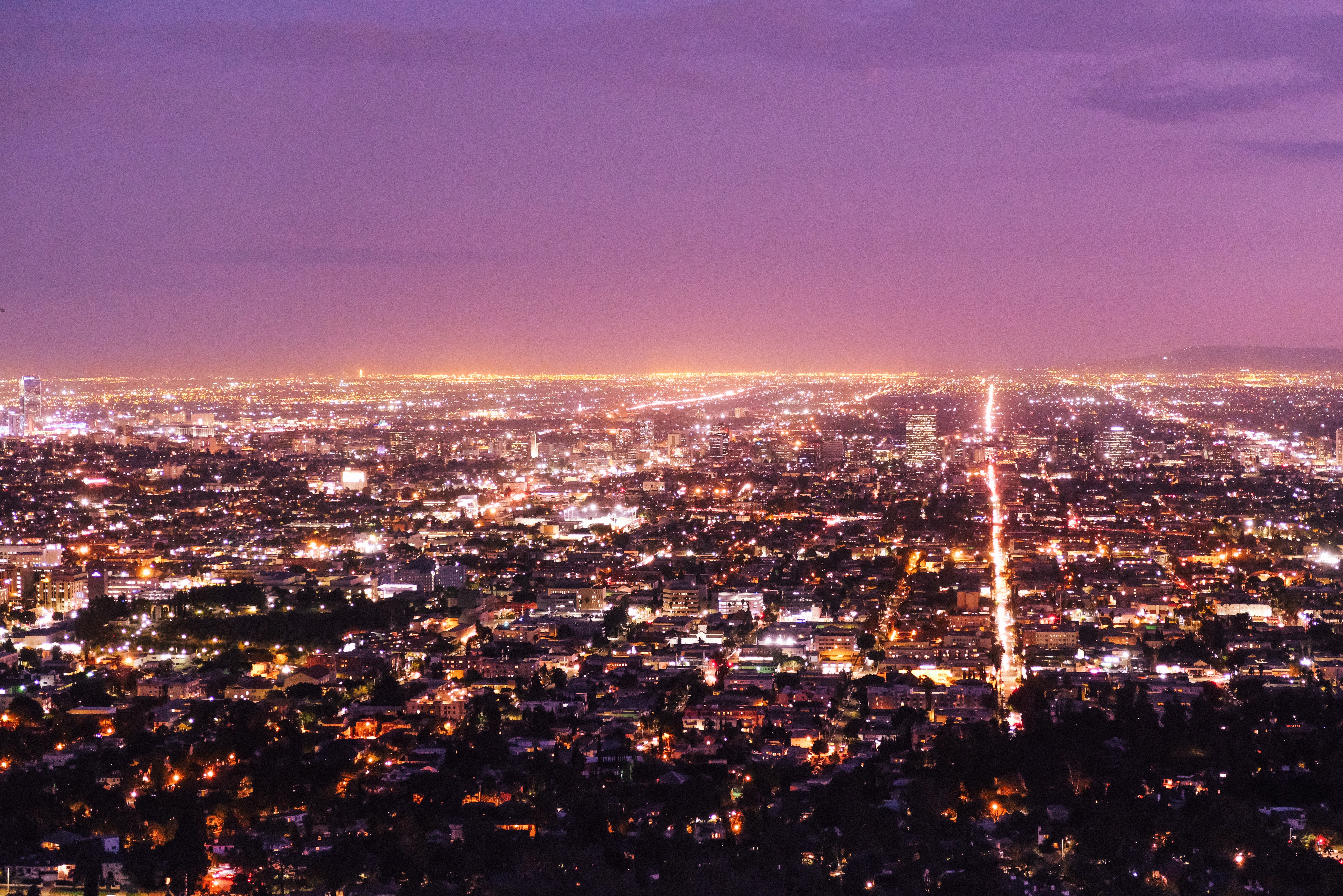 PCデスクトップに米国, ナイトシティ, パノラマ, ロサンゼルス, 都市, 夜の街画像を無料でダウンロード