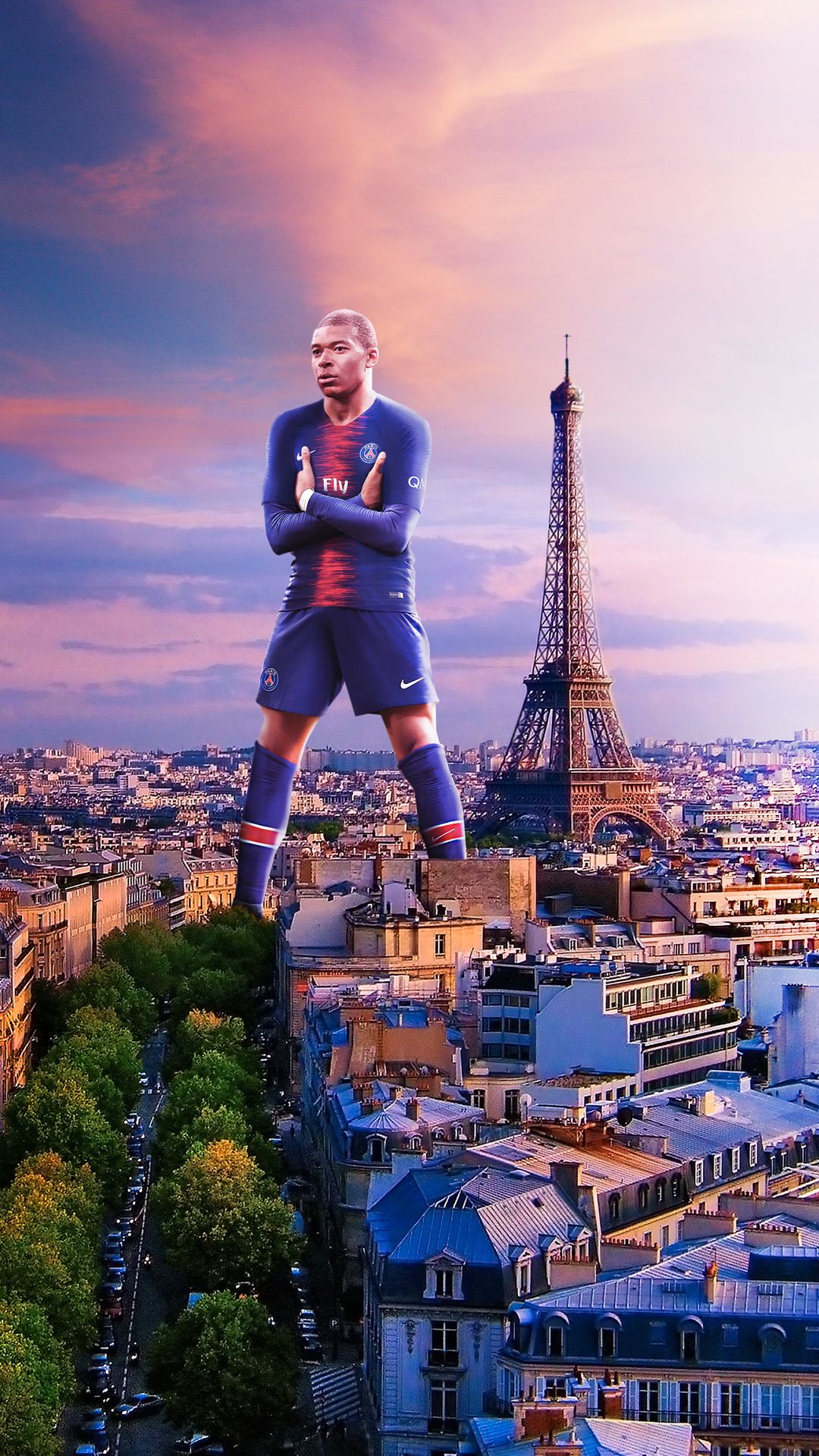 Téléchargez des papiers peints mobile Tour Eiffel, Des Sports, Football, Paris Saint Germain Fc, Kylian Mbappé gratuitement.
